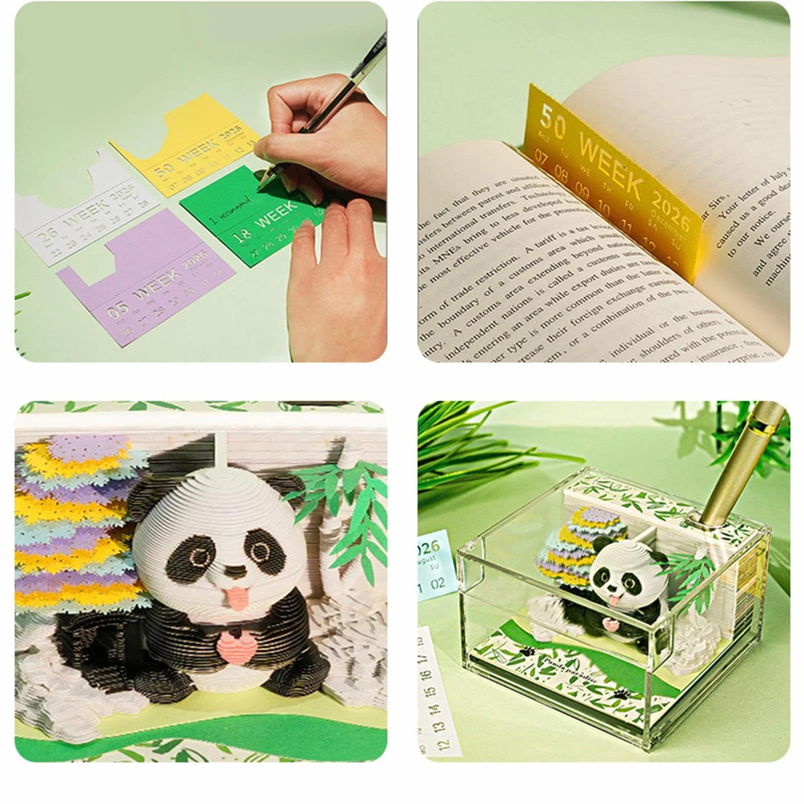 Kalendarz 3D, papier panda rze?ba notatnik, kalendarz 3D, do klasy, domu i nauczyciela, do pracy, urlop, trening fitness