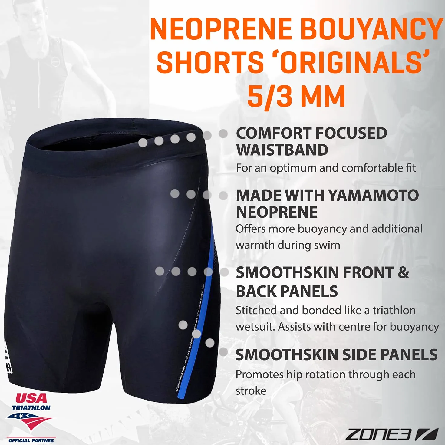 ZONE3 Neoprenowe szorty wypornościowe "Originals" 5/3 mm - unisex spodenki do treningu pływania, sportów wodnych, pływania na świeżym powietrzu