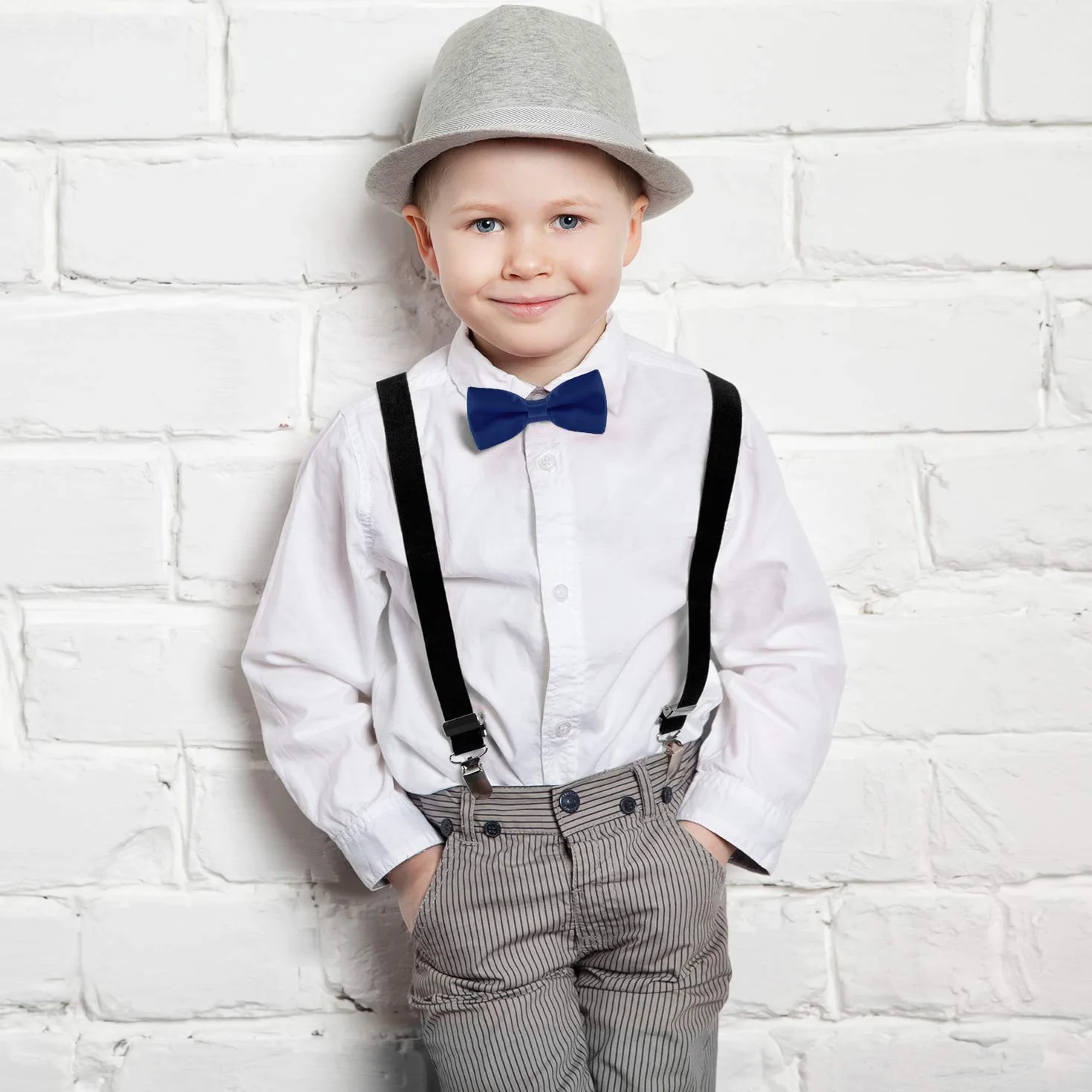 DonDon Elegancka mucha dziecięca chłopięca zawiązana z regulowaną długością paska 9 x 4,5 cm z jedwabistym połyskiem