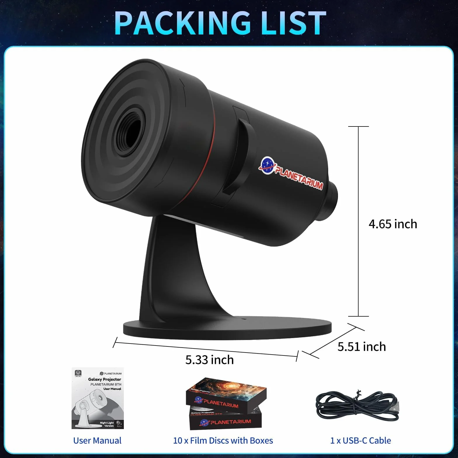 VanSmaGo Projektor Star 8. generacji, projektor Galaxy do sypialni, obraz HD, planetarium, lampka nocna, obracana o 360° mgła z regulowanym przyciskiem i timerem, dla dzieci, sufit, prezent