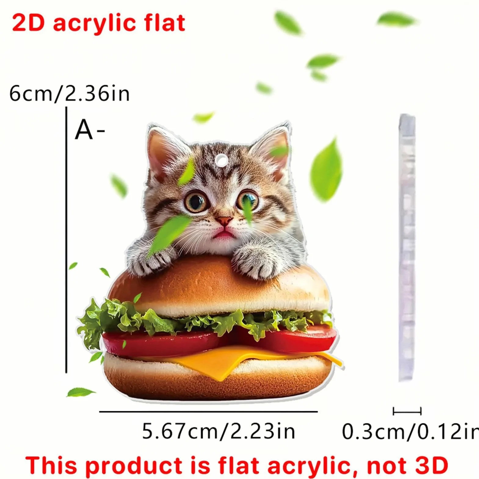 Breloczek do kluczy z motywem kota z hamburgerem, zawieszka do torby na żywność, symulacja kociaka, breloczek do kluczy z klipsem, akrylowy breloczek do torebki, zabawny breloczek do kluczy do Rucksy