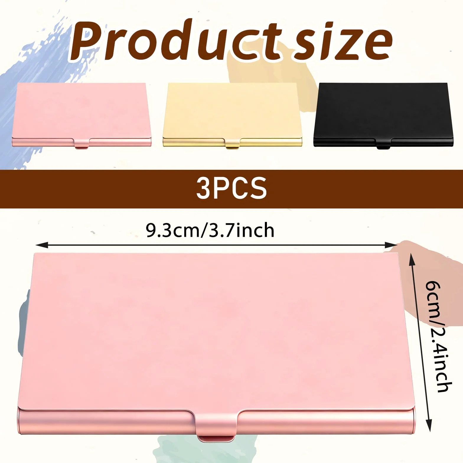 3 sztuki etui na wizytówki, cienkie, damskie, do przechowywania wizytówek, wizytówek, spersonalizowane, aluminiowe, na karty kredytowe, organizer (3 kolory)