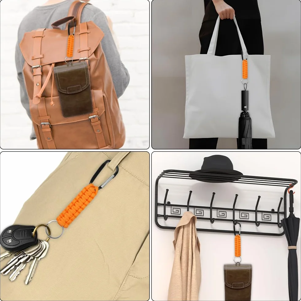 OFFCUP Paracord breloczek do kluczy karabińczyk, smycz na klucze, wielofunkcyjna, z paracordem, do wspinaczki, na kemping, wędrówki, podróże z plecakiem