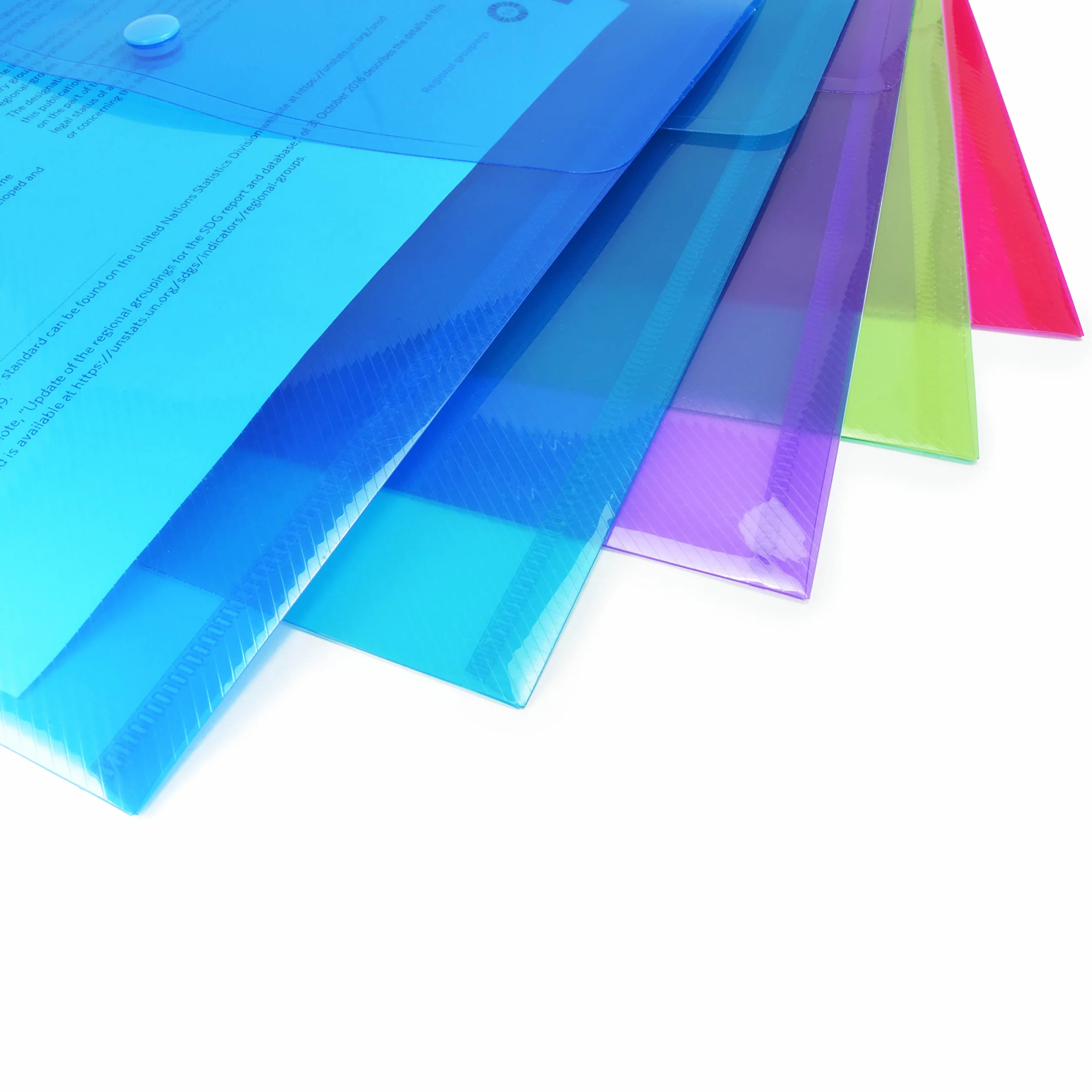 Rapesco 0688 ECO Recyklingowanego Plastikowe Portfele, A4+, Różnie Jasne Przezroczyste Kolory, Opakowanie 5