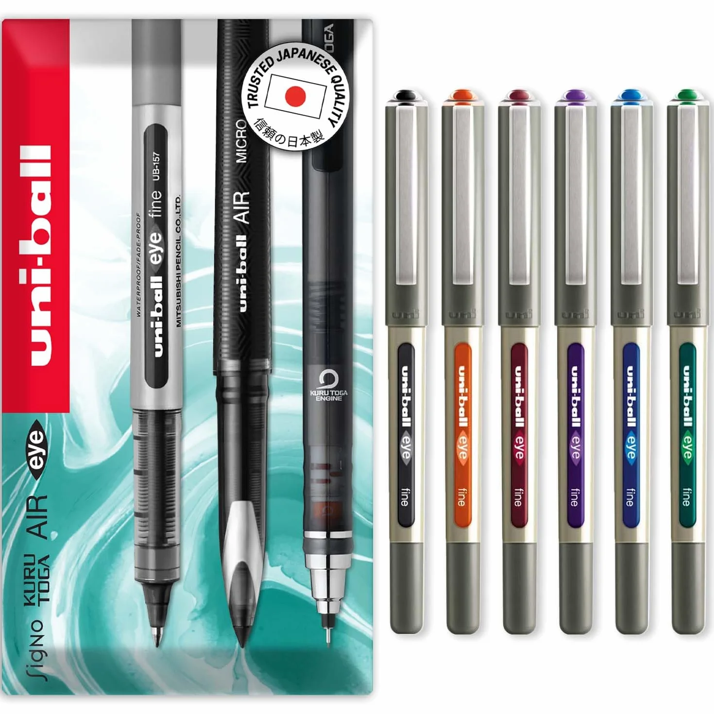 uni-ball Eye UB-157E długopis, końcówka 0,7 mm, w opakowaniu 6 sztuk, Essentials