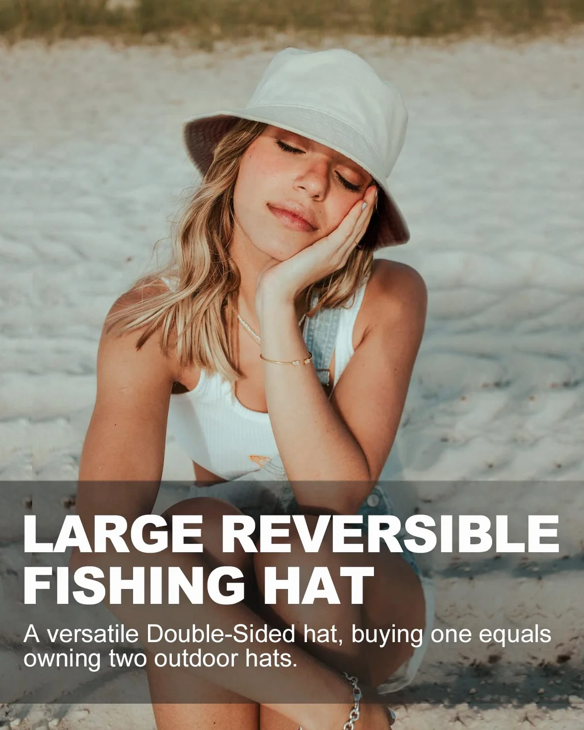 Zylioo Oversize XXL kapelusz typu bucket dla mężczyzn, odwracalne modne czapki rybackie, duży podróżny kapelusz przeciwsłoneczny dwustronny damski