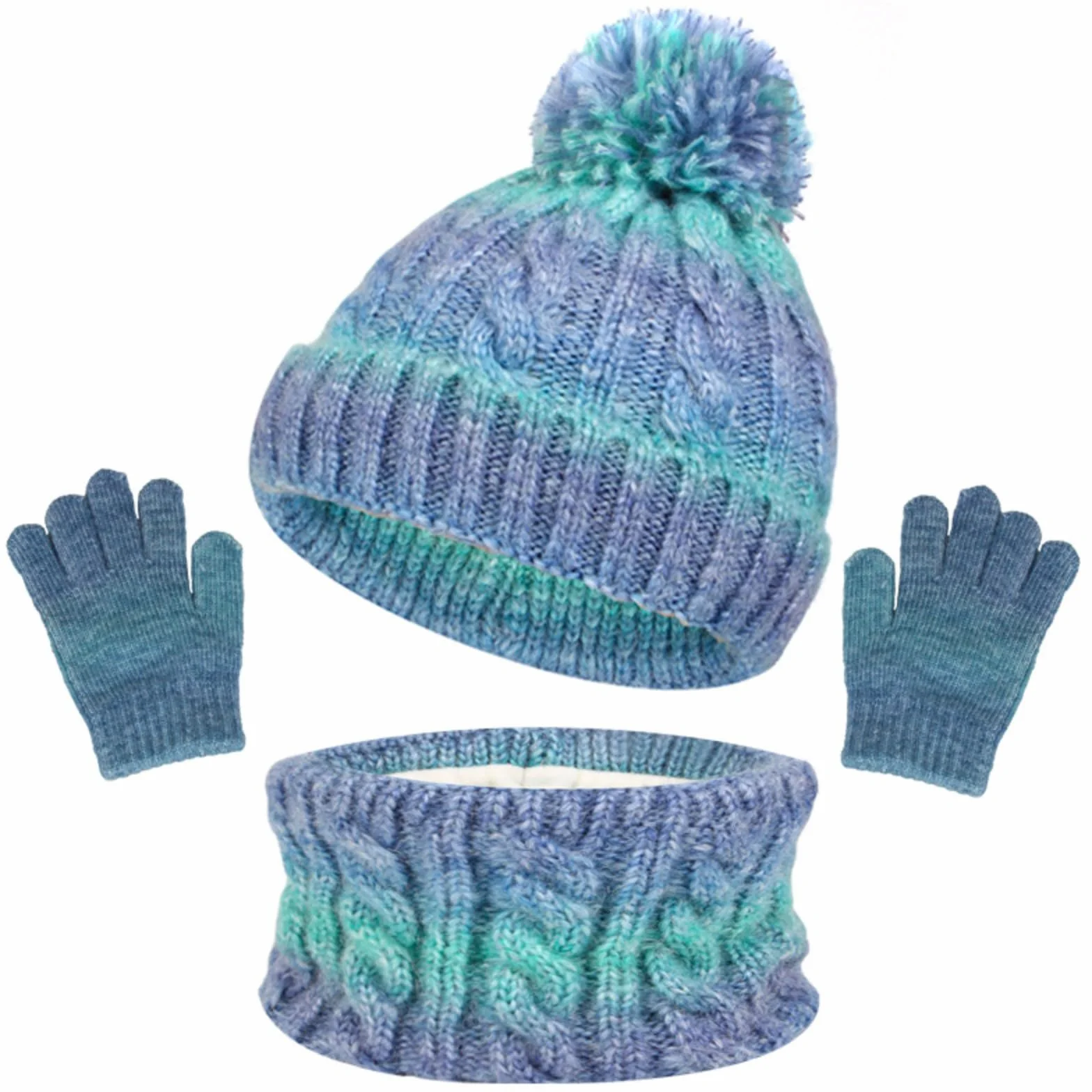 Baynetin Czapka z dzianiny dla dzieci zima szalik rękawiczki czapka z dzianiny z pompompomem chłopcy czapka szalik czapka beanie ocieplacz na szyję dla chłopca dziewczynki 2-8 lat
