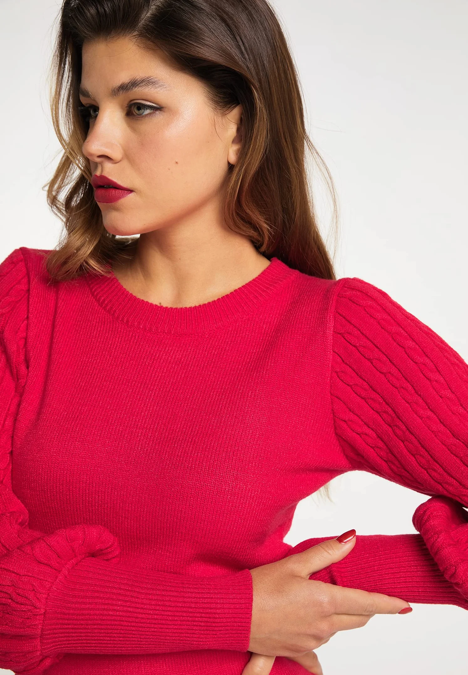 IMANE Damski sweter z dzianiny 11018865-IM01, czerwony, XS/S, czerwony, XS-S