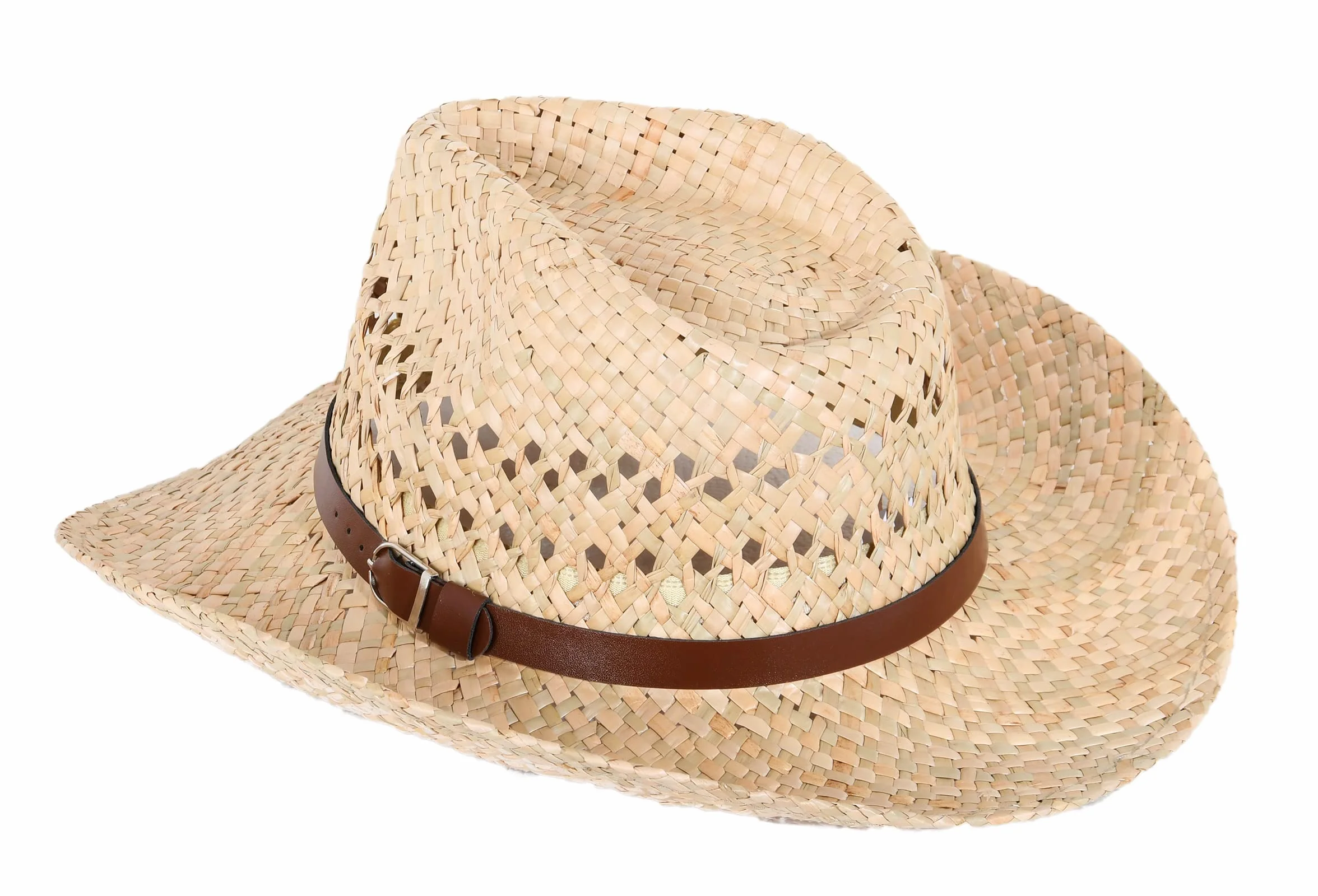 Miuno® Męski damski kapelusz panama, kowbojski trilby, kapelusz przeciwsłoneczny, kapelusz imprezowy, kapelusz słomkowy, prawdziwa słomka, H59, naturalny