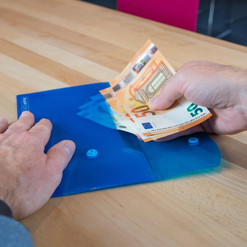 Rapesco 0690 ECO Recyklingowanego Plastikowe Portfele, DL, Różnie Jasne Przezroczyste Kolory, Opakowanie 5