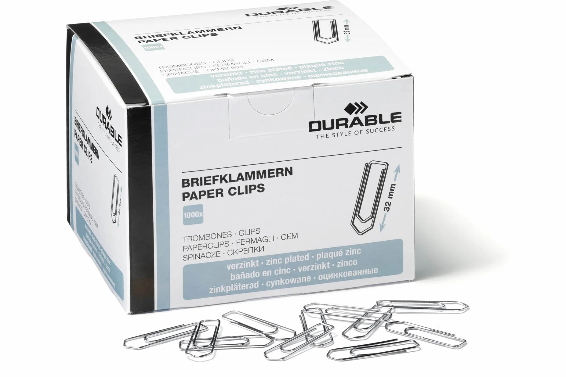Durable 121125 121125 Spinacze, Srebrny, 32 mm, 1000 Sztuk