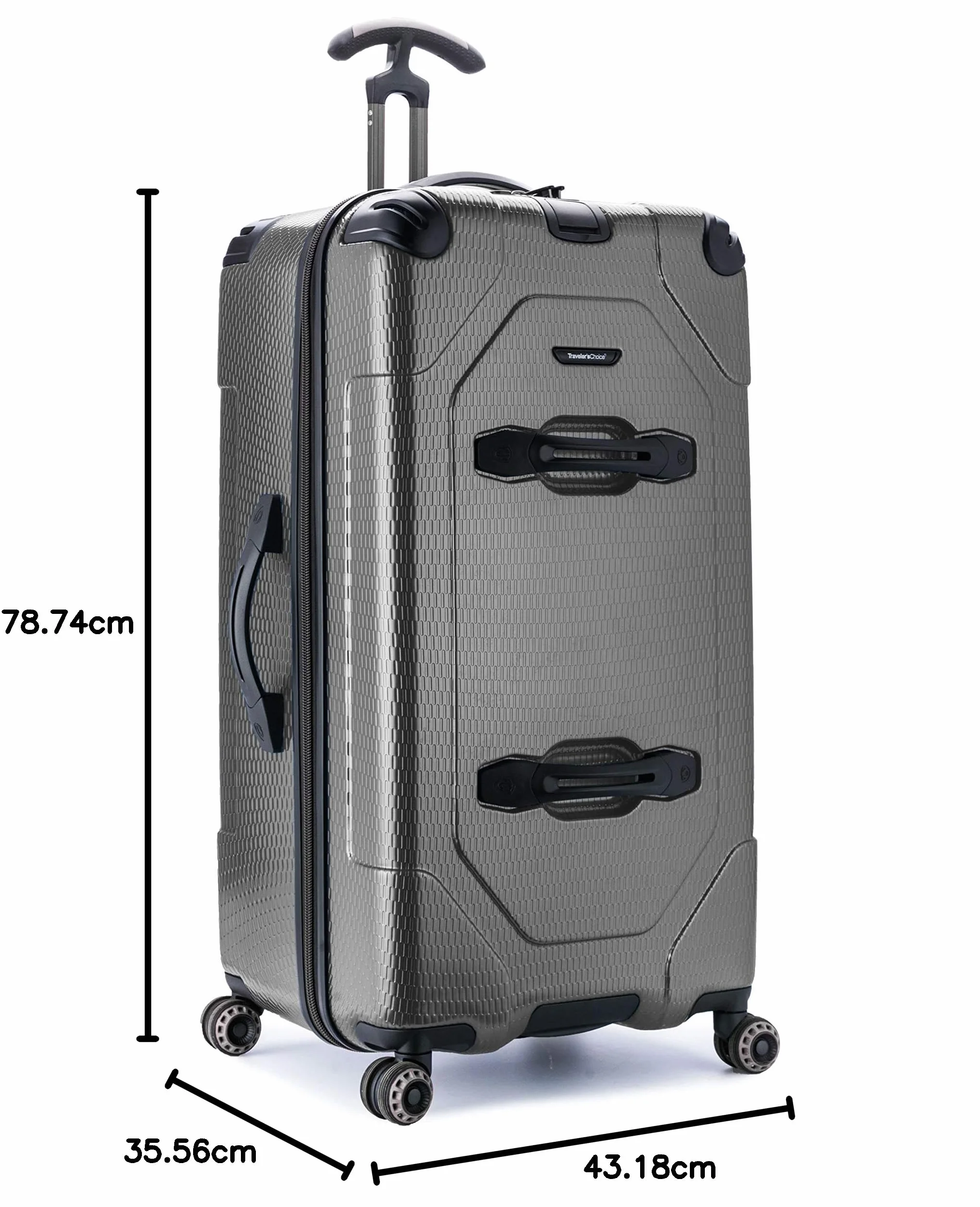 Traveler's Choice Maxporter II twarda walizka bagażowa z poliwęglanu z kołami obrotowymi, Szary, 30" Trunk Luggage