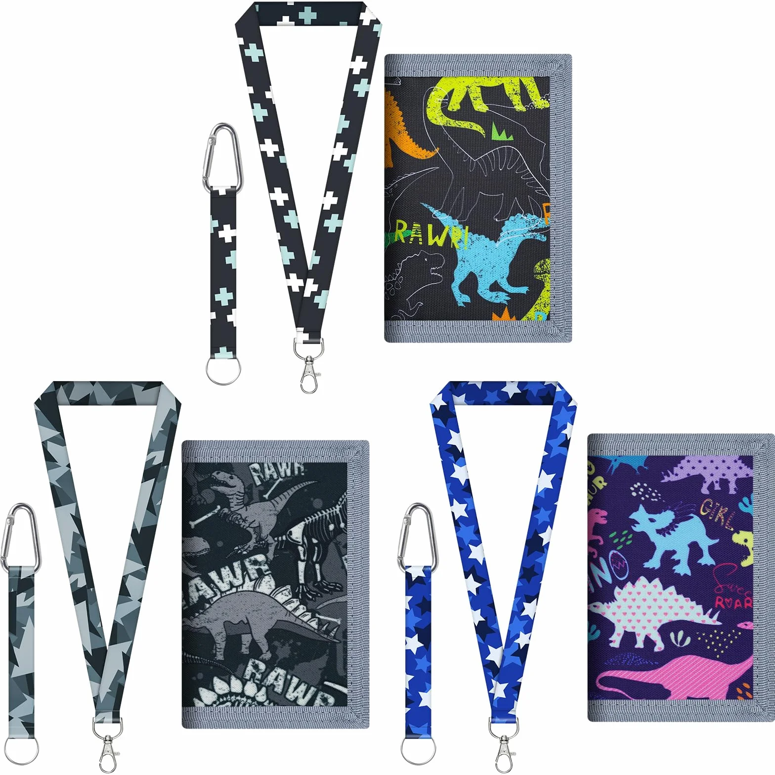 PLUSHCEWT Dinozaur dziecięcy portfel, wodoodporny portfel z zamkiem błyskawicznym Trifold, oryginalny portfel dla chłopców i dziewcząt, prezenty urodzinowe dla dzieci od 4 do 18, B, as shown