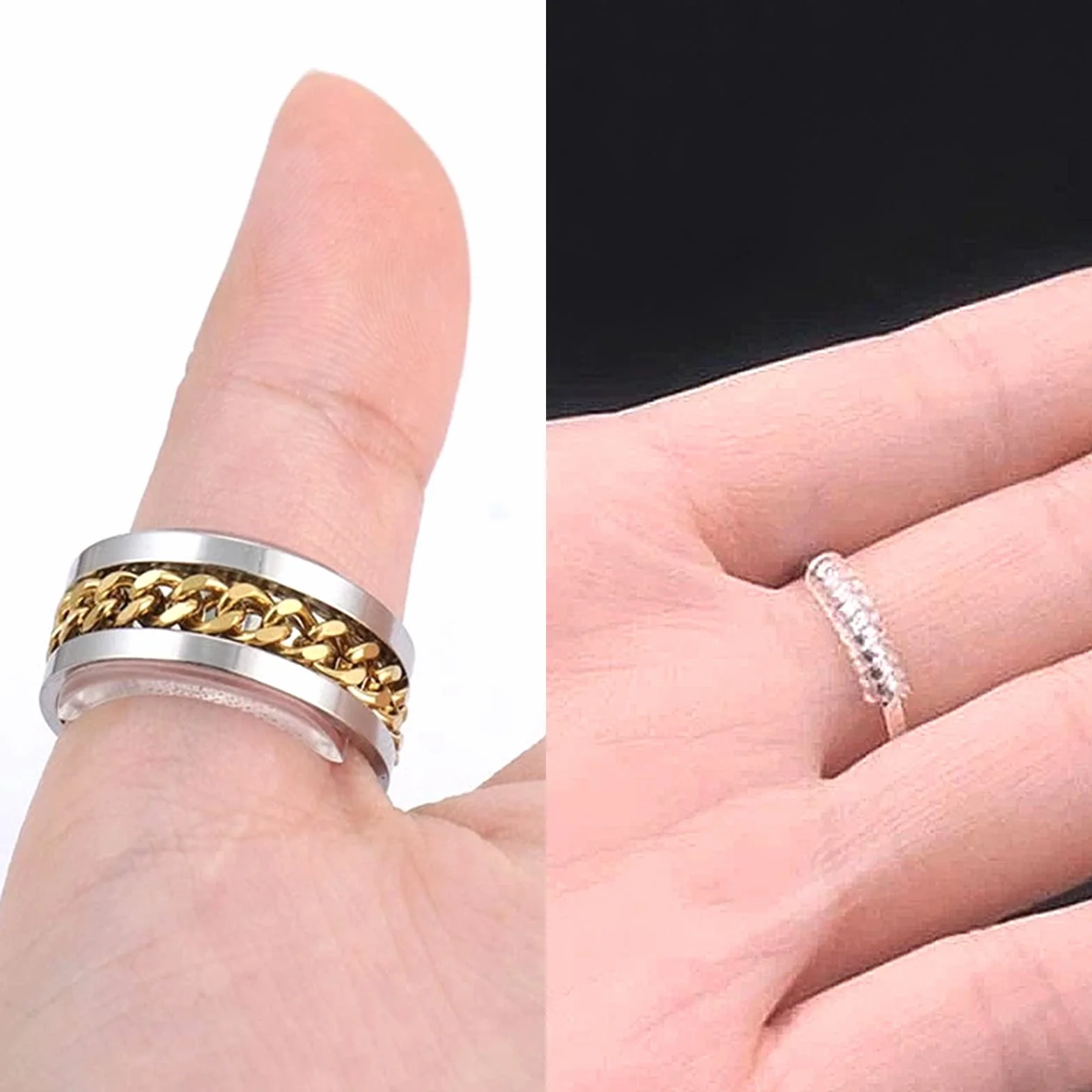 KINBOM 21 Sztuk Ring Size Adjusters, z Sciereczka do Polerowania Narzedzie Pomiarowe Niewidoczny Luzny Rozmiar Pierscionka Przezroczysty Reduktor Rozmiaru dla Obraczek Damskich