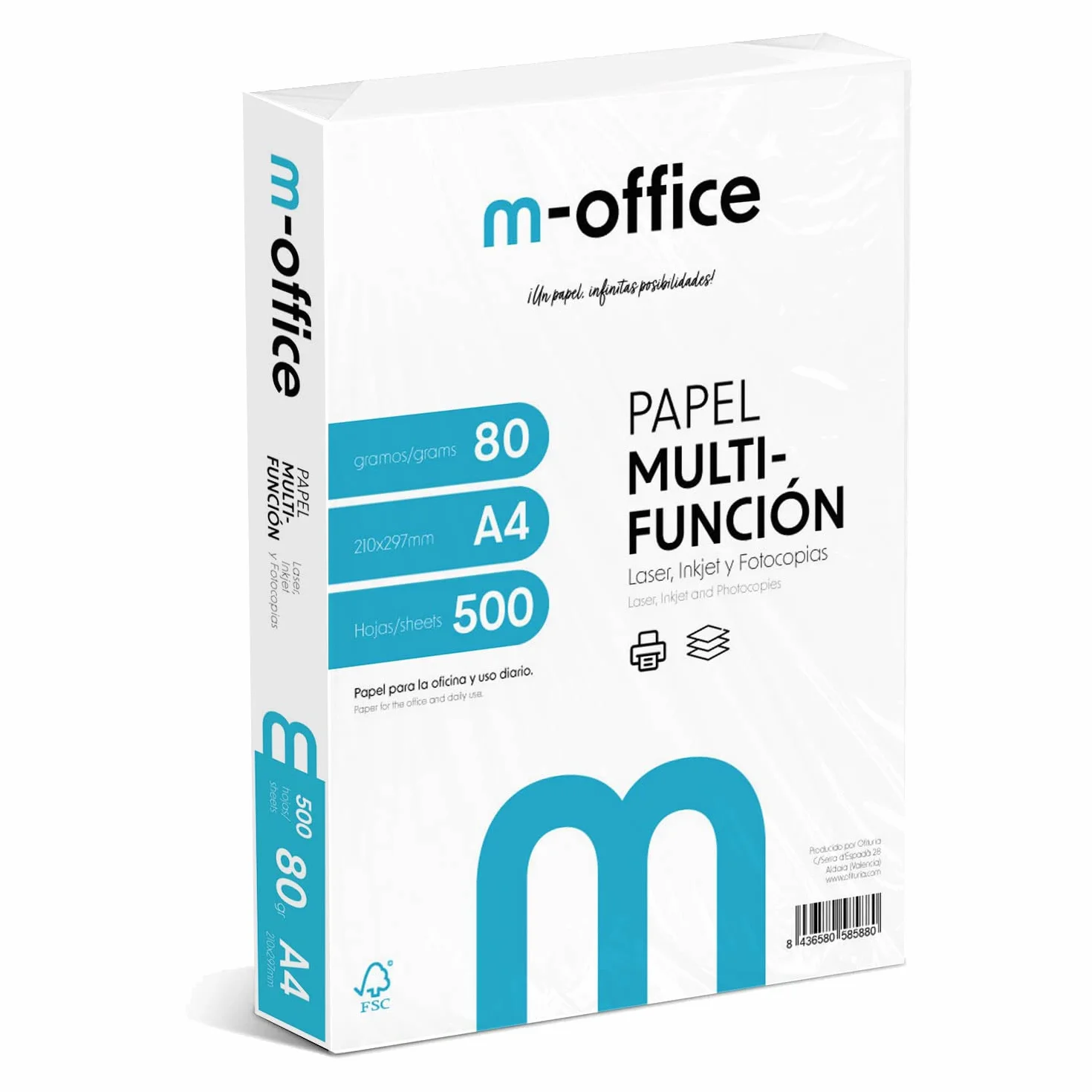 Pakiet Folios A4 80gr, pakiet 500 arkuszy, papier wielofunkcyjny do drukarek atramentowych i laserowych, arkusze A4 210 x 297 mm idealne do biura domowego · m-office (500 arkuszy)