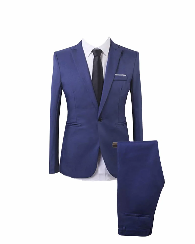 Męskie spodnie slim fit 2-częściowe garniturowe biznesowe na co dzień