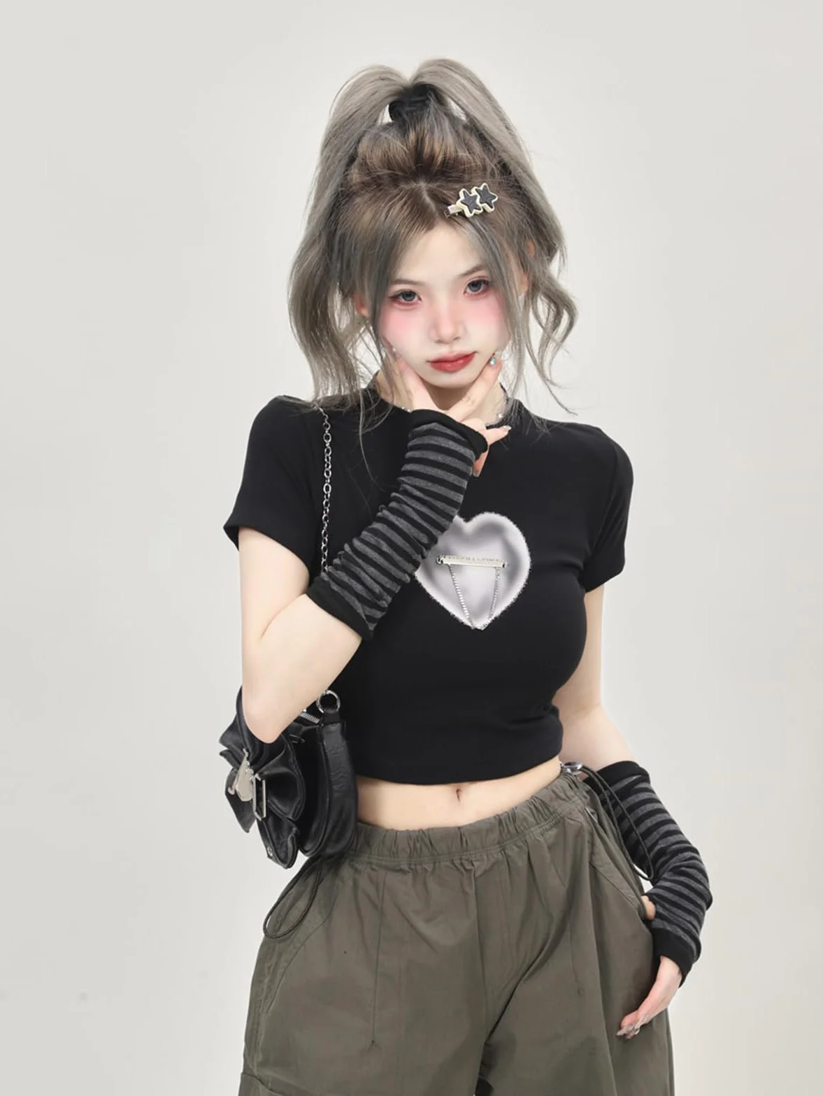 URAWESO Gotyckie ocieplacze na ramiona Emo Punk Y2k rękawy bez palców rękawiczki cosplay kostium