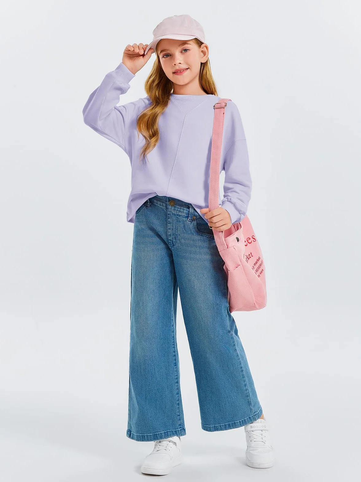 Haloumoning Dziewczęce bluzy z długim rękawem sweter dziecięcy lekki okrągły dekolt sweter top