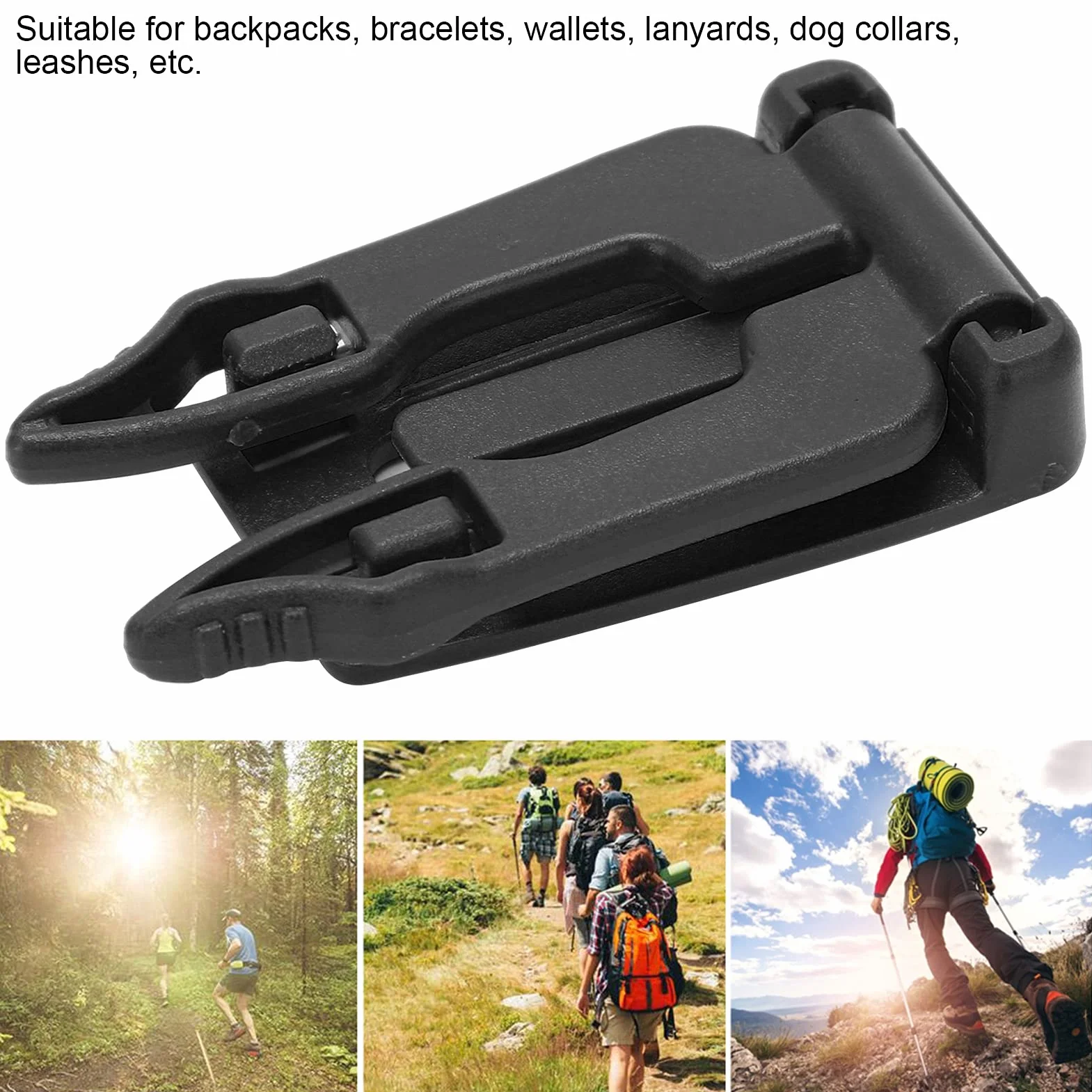 Molle Pasbing Pasek Klucz klamry Wysokiej jakości plastikowe trwałe plecak Podłączanie klamrów dla plecaków kołnierzy dla psów smycze 10pcs (Czarny)