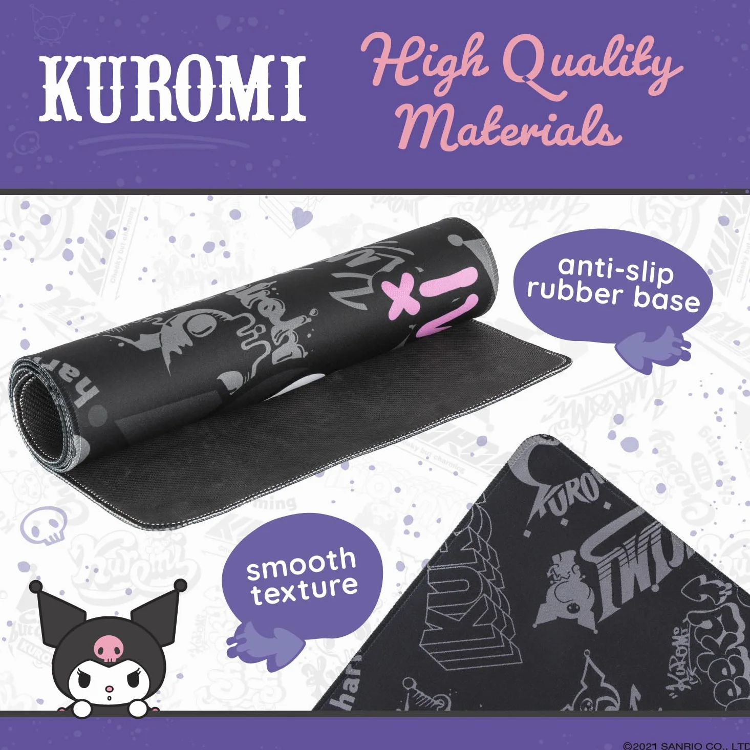 Hello Kitty Jumbo Kuromi podkładka na biurko, duża podkładka pod mysz na biurko, kawaii, dekoracja na biurko, uroczy Hello Kitty, 70 x 30 cm