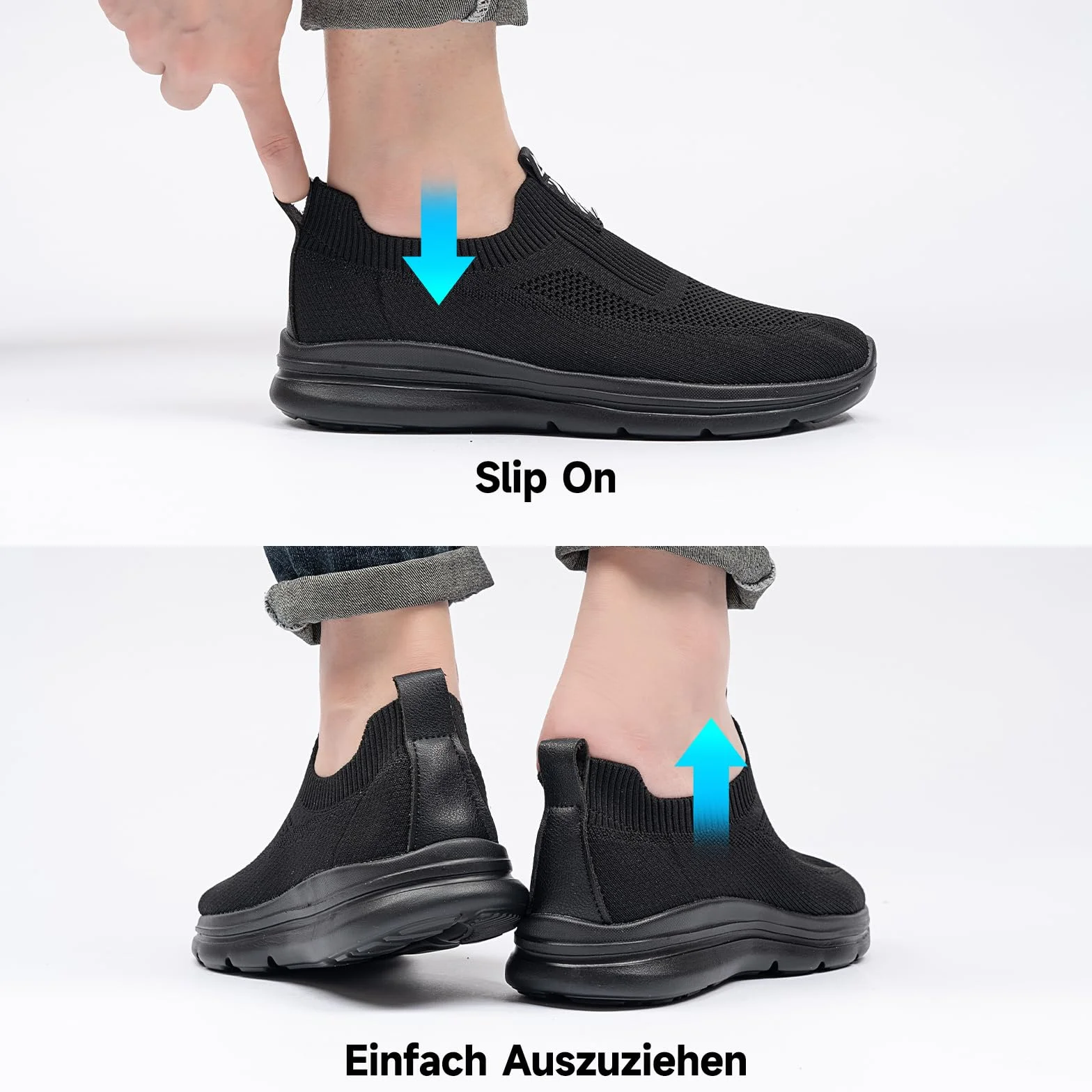 ODCKOI Slip On Sneaker Męskie trampki bez sznurowania Antypoślizgowe buty sportowe Buty do chodzenia po ulicy Buty do biegania Oddychające buty sportowe do biegania