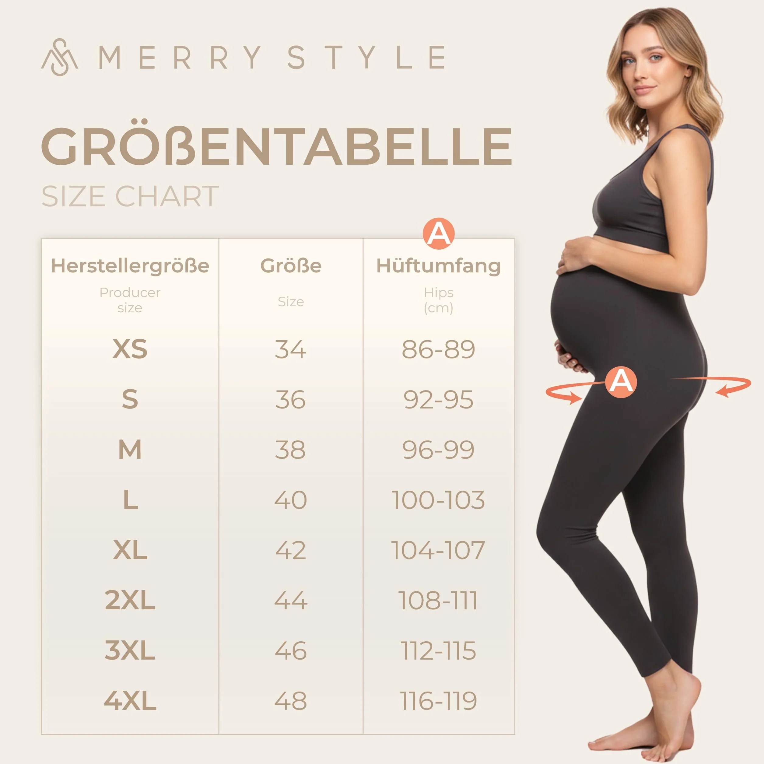 Merry Style Damskie Legginsy Ciążowe z Wiskozy MS10-297
