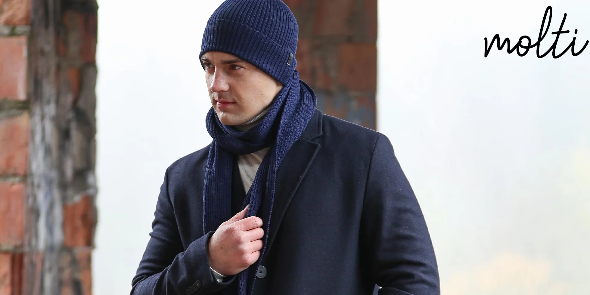 Molti Zestaw czapek i szalików dla mężczyzn, 100% wełna merynosów, czapka beanie, czapka męska, jesień/zima, ocieplacz, czapka męska 2 w 1, wybór kolorów