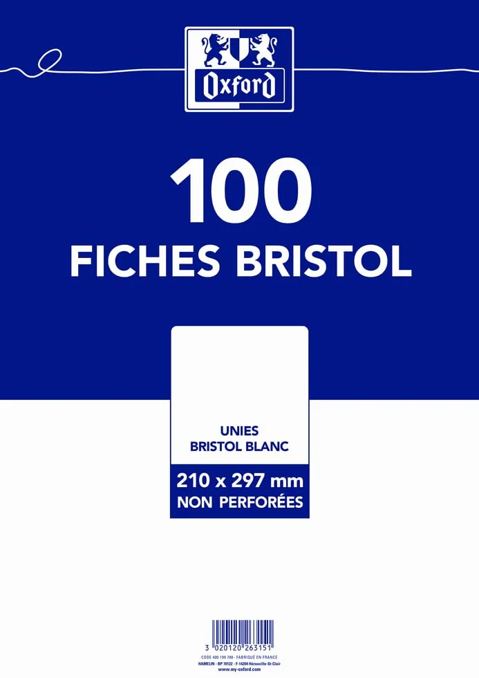 OXFORD Arkusze Bristol A4 Uni 100 białych arkuszy pod folią