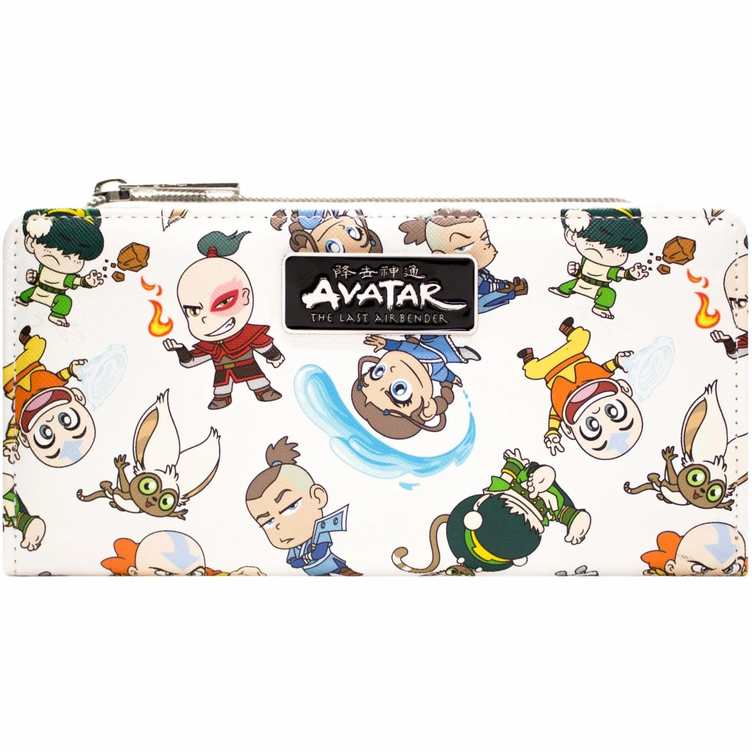 The Last Avatar Airbender Toph Zuko Sokka Chibi Torebka/Portfel/Sakiewka Dwukrotnie Złożona z Kieszonką na Monety & Miejsce na Karty, Biały