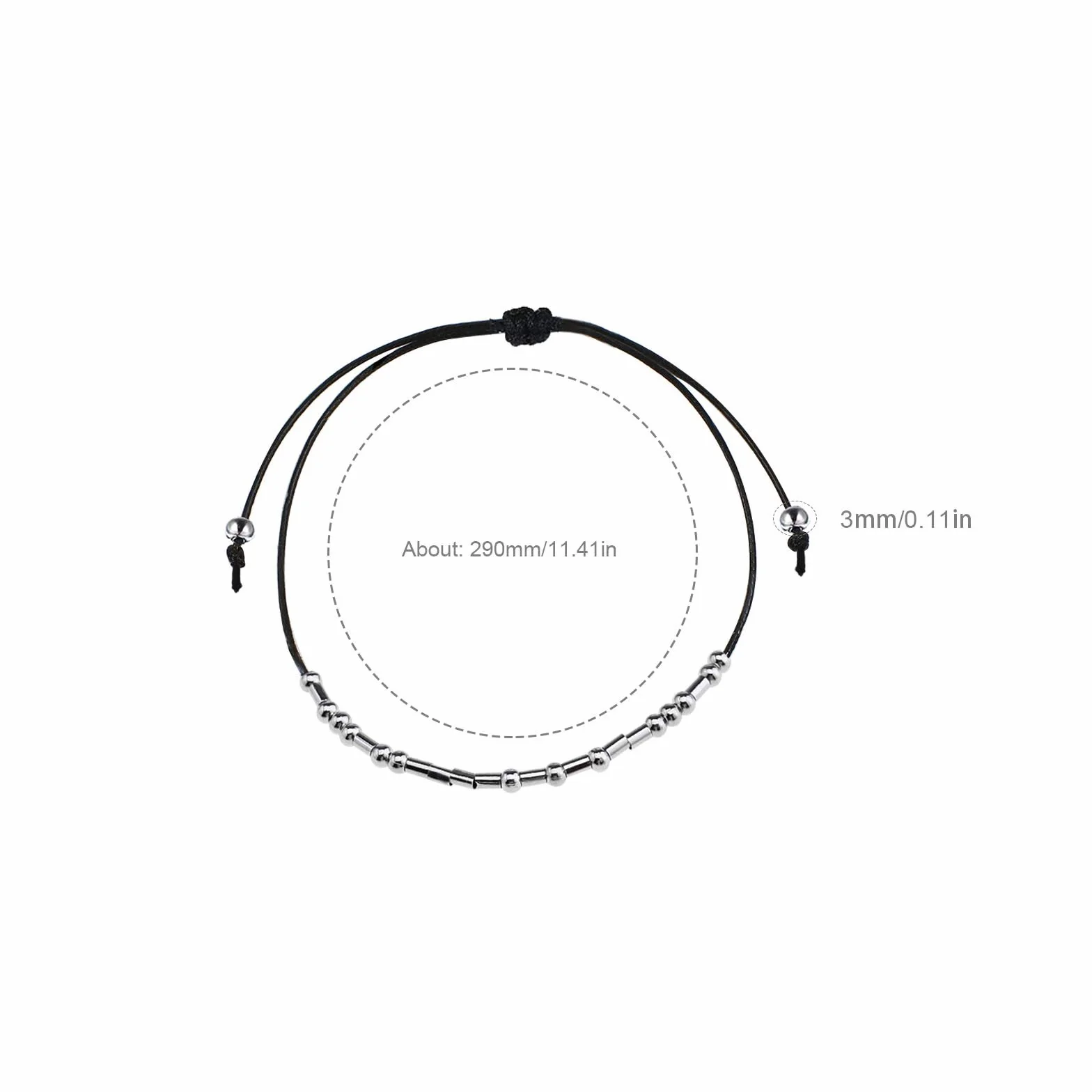 EMSea 2 szt. Fuck Off Morse Code bransoletki regulowane srebrne koraliki wisiorek para przyjaźni biżuteria bransoletka zestaw z kartą deszyfrowania, 29 cm, Miedź