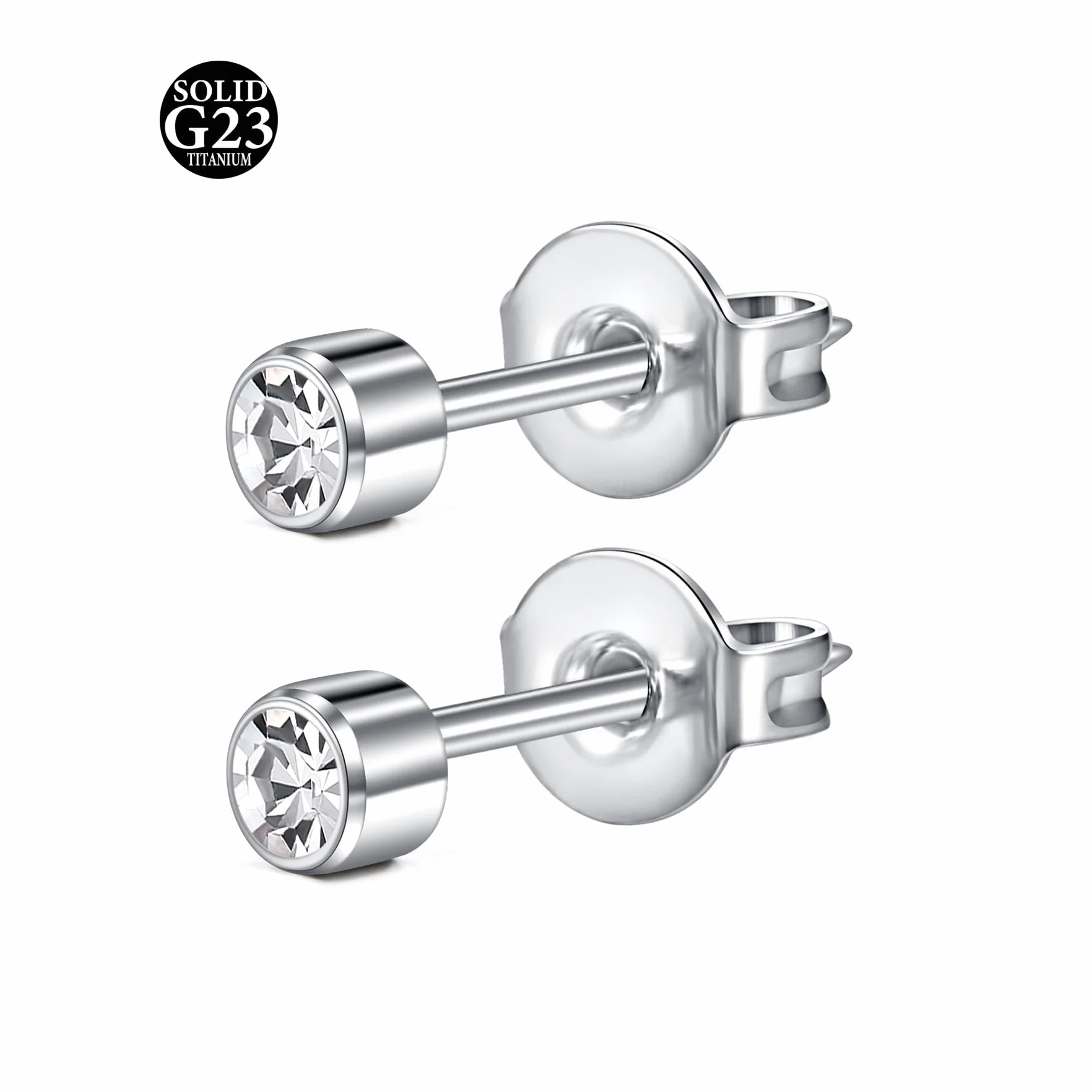 AceFun Tytanowe kolczyki na sztyfcie, złote, srebrne, dla kobiet i mężczyzn, okrągłe, 3 mm, 4 mm, 5 mm, CZ Helix Traugus, biżuteria, kolczyki G23, piercing do uszu, zestaw biżuterii