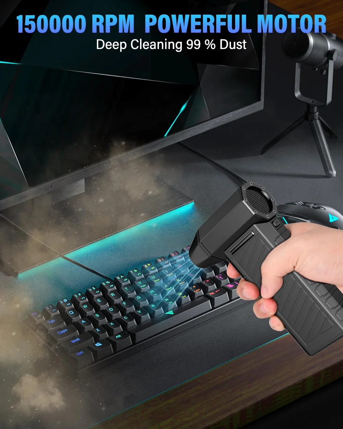 Elektryczna dmuchawa do pyłu, miniaturowy zestaw do czyszczenia komputerów PC z odkurzaczem sprężonym powietrzem i baterią 8000 mAh