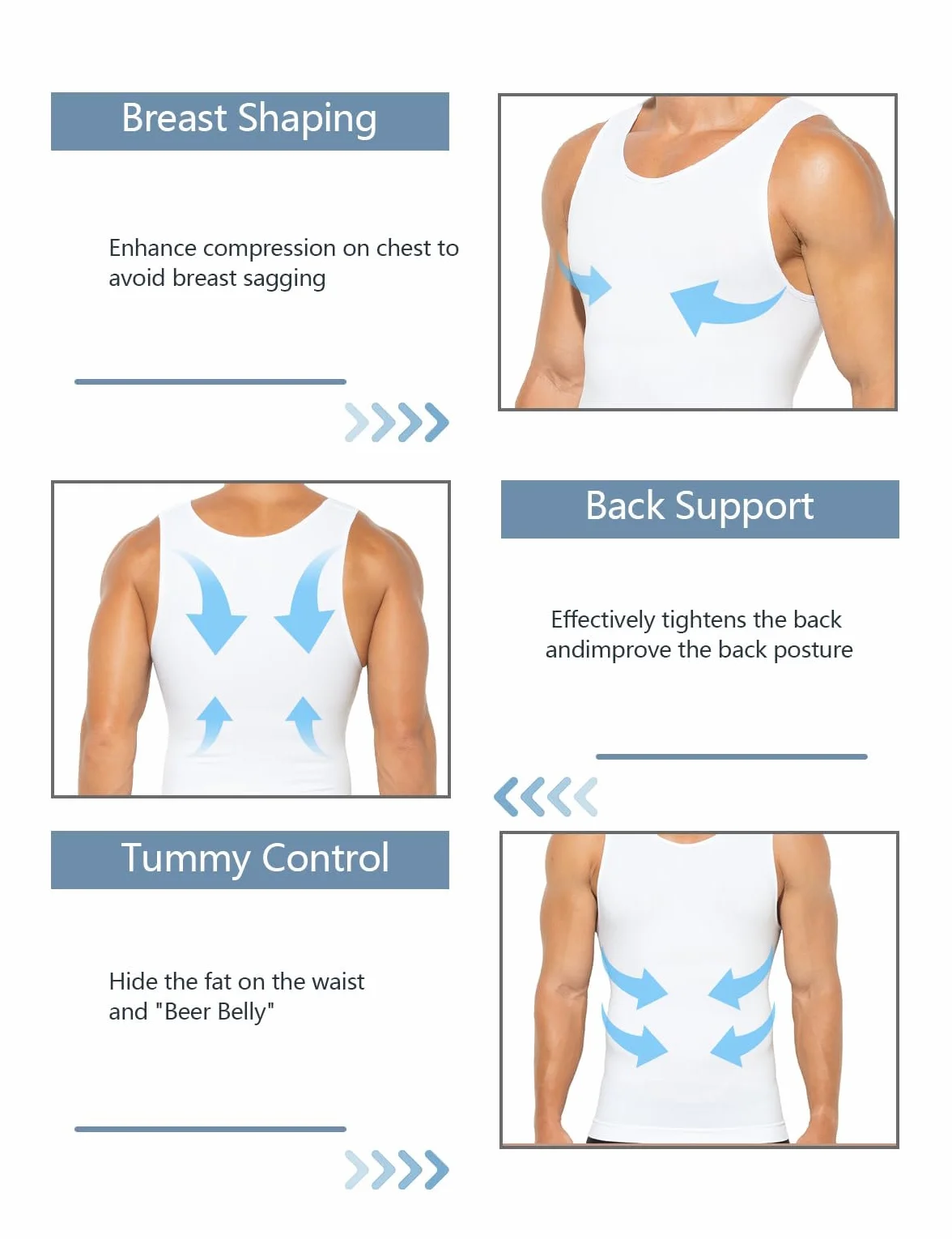 Casey Kevin Podkoszulek wyszczuplający brzuch męski Shapewear Compression Tank Top Body Shaper dla mężczyzn kompresyjny podkoszulek