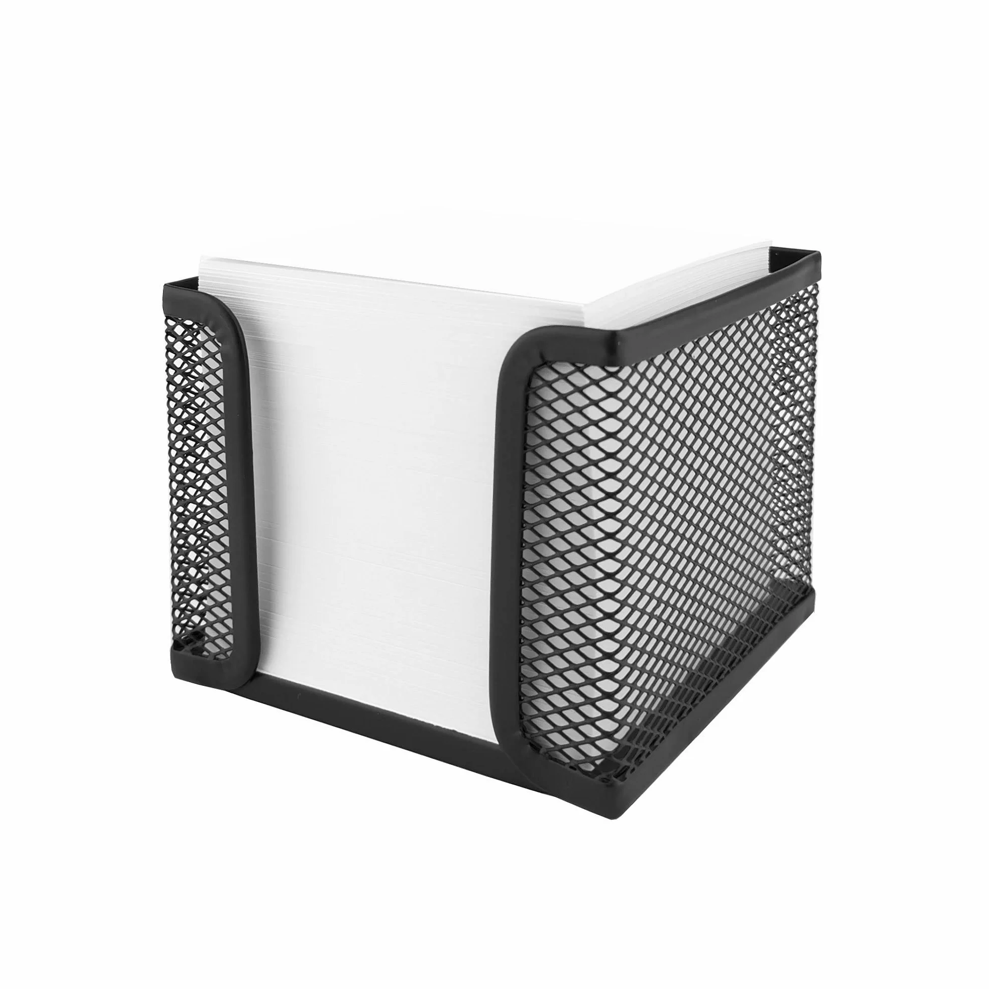 D.RECT Pudełko na karteczki z siatki, skrzynka na karteczki o wyglądzie metalu, 95 x 95 x 80 mm, kolor czarny