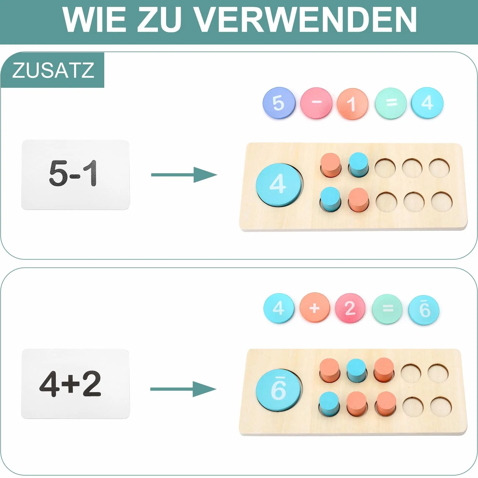Apomoons Drewniana zabawka matematyczna, zabawki edukacyjne z torbą do przechowywania, Montessori Gry matematyczne dla dzieci, liczby, pierwsza gra edukacyjna prezent dla dzieci 4 5 6 7 lat