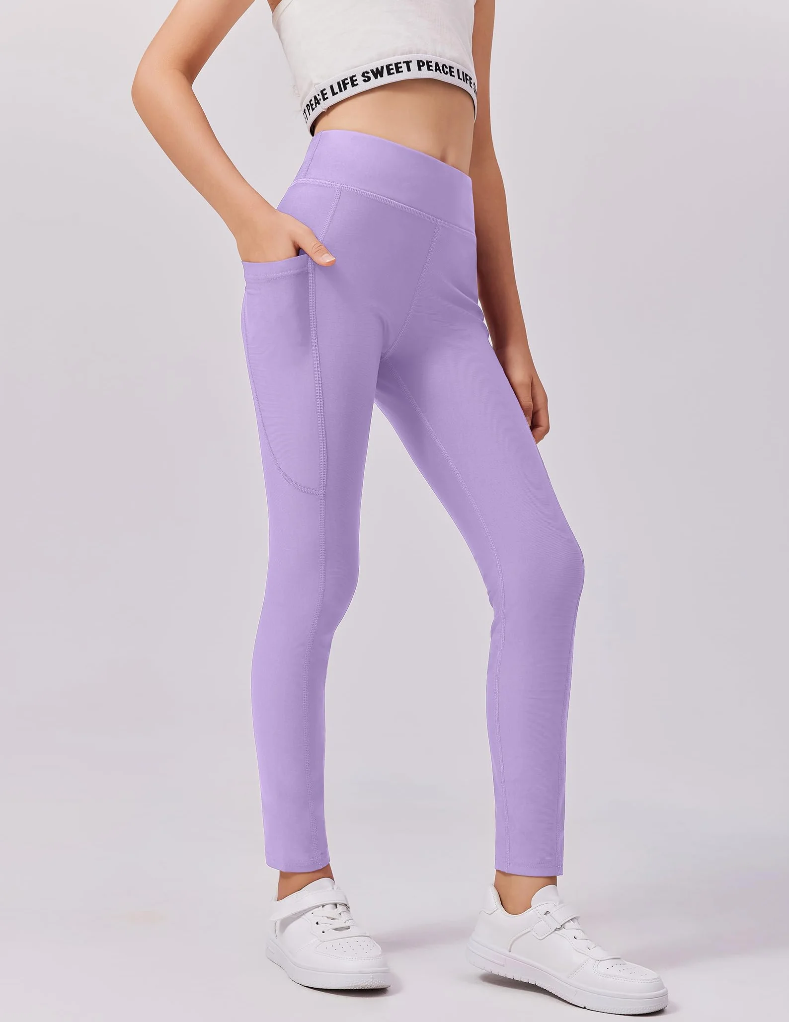 Arshiner Dziewczęce legginsy z cienkiego polaru, legginsy sportowe, wysoka talia, oddychające, spodnie do biegania, spodnie sportowe, długie, zimowe legginsy termiczne, 5-14 lat