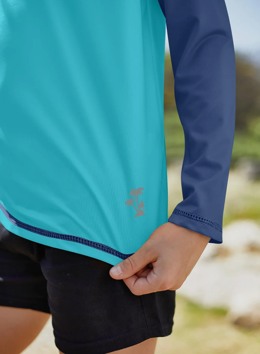 BesserBay Chłopięcy kostium kąpielowy SPF 50+ długie rękawy Rash Guard koszulka do pływania UV 110-150