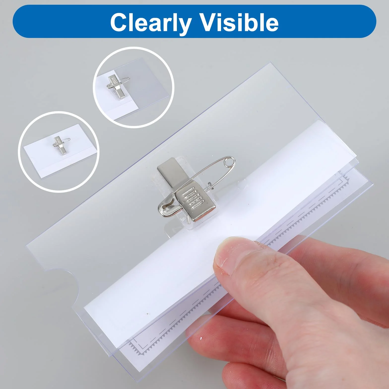 Nogeqi 30 sztuk tabliczek na nazwisko do ubrań 90 x 56 mm przezroczyste tabliczki z nazwiskiem PCW z klipsem i przypinką, do szkoły, biura, firmy, konferencji