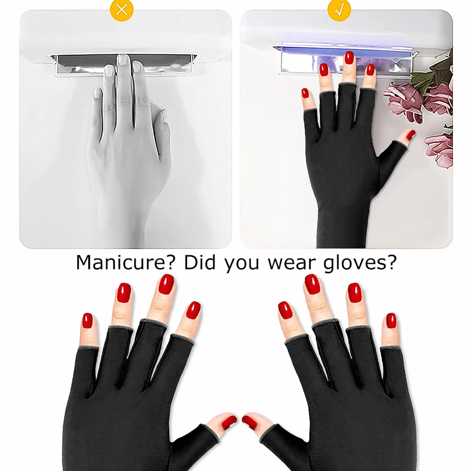 1 para rękawiczka z gwoździami, 20 x 8 cm, damskie uv, do manicure i ochrony przed promieniowaniem UV, prezent świąteczny dla kobiet, idealne do jazdy na rowerze