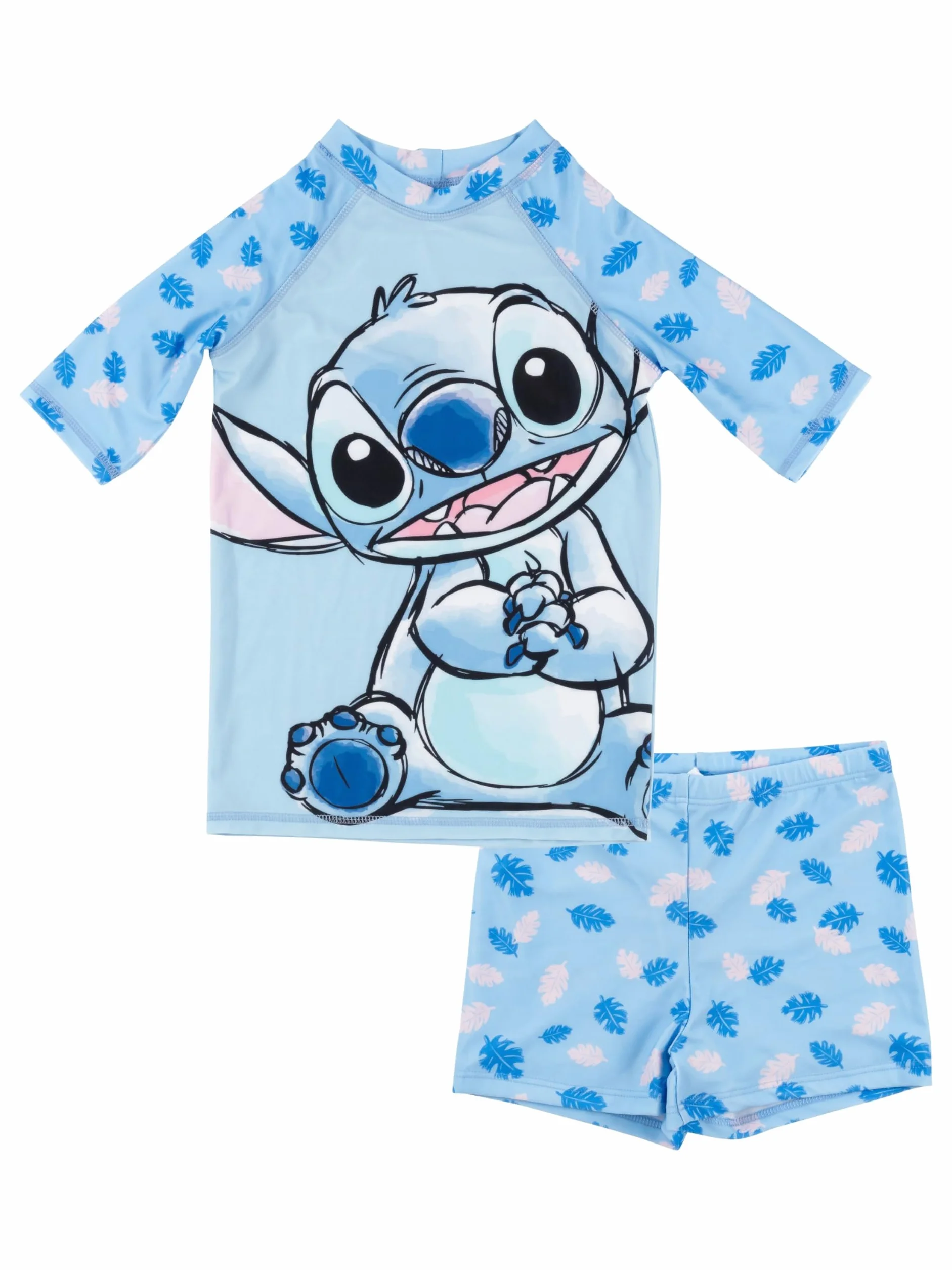 United Labels Disney Lilo & Stitch kostium kąpielowy dwuczęściowy, ochrona UV 30, dla dziewcząt, niebieski, moda kąpielowa dla dzieci, z koszulką i kąpielówkami, strój kąpielowy