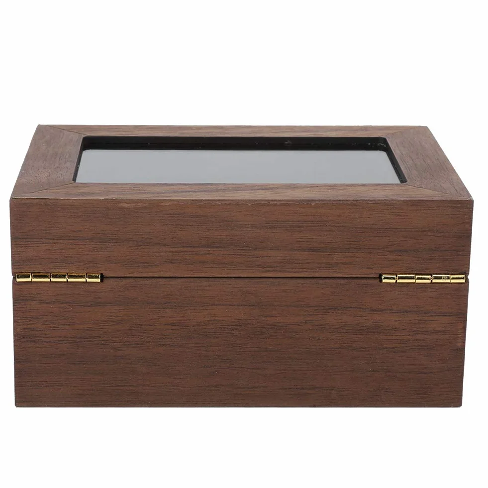 ZJchao Drewniany organizer do przechowywania zegarków, pudełko z czarnego orzecha z przezroczystą pokrywką, pudełko na 3 zegarki, eleganckie etui do przechowywania, trwały stojak na zegarki.