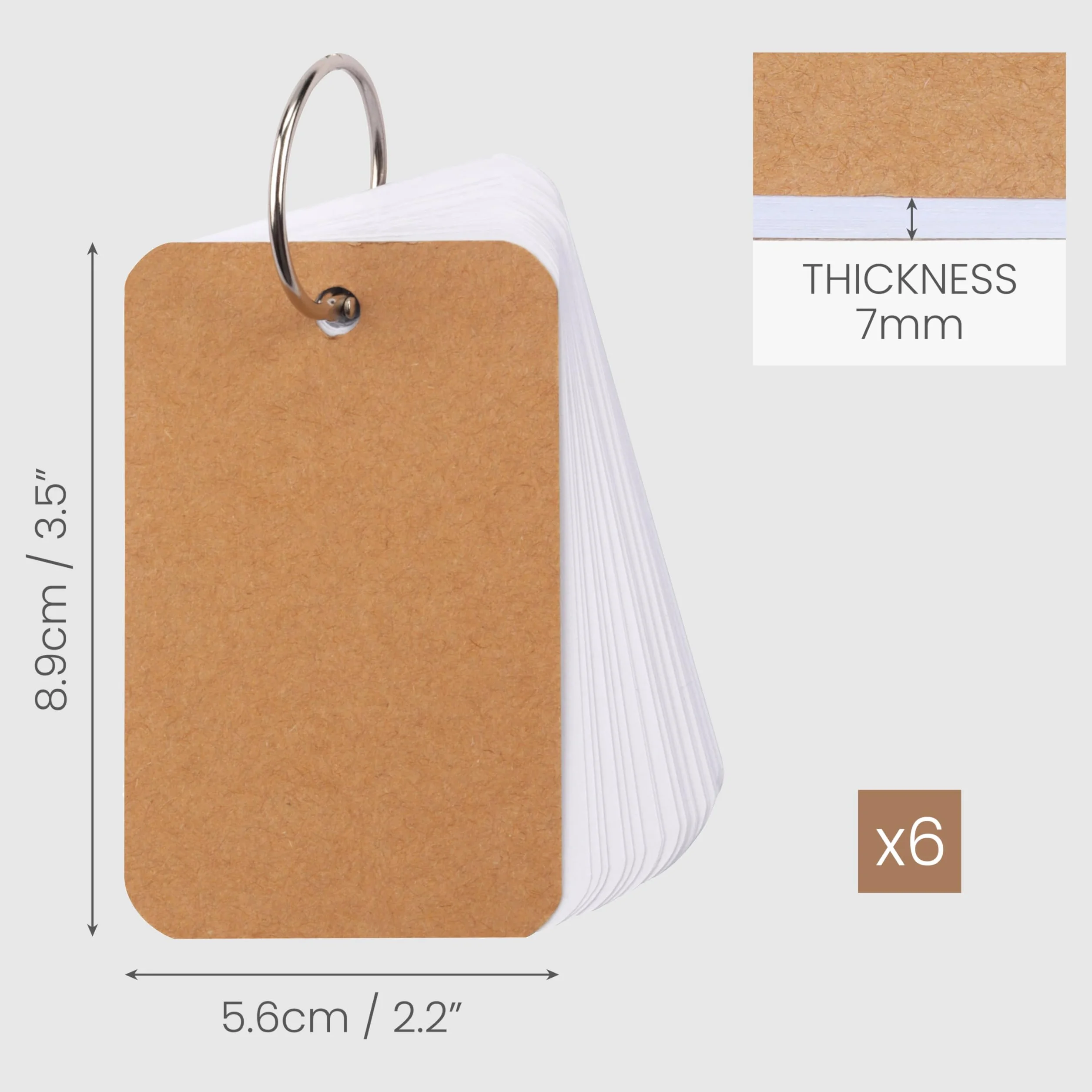 Belle You zestaw 12 pustych kart flash z papieru kraft segregatora - szer. 5,6 x dł. 8,9 cm - 50 kartek - mini notatnik do nauki, nauki, pamięci, zakładki i karty z podziękowaniami