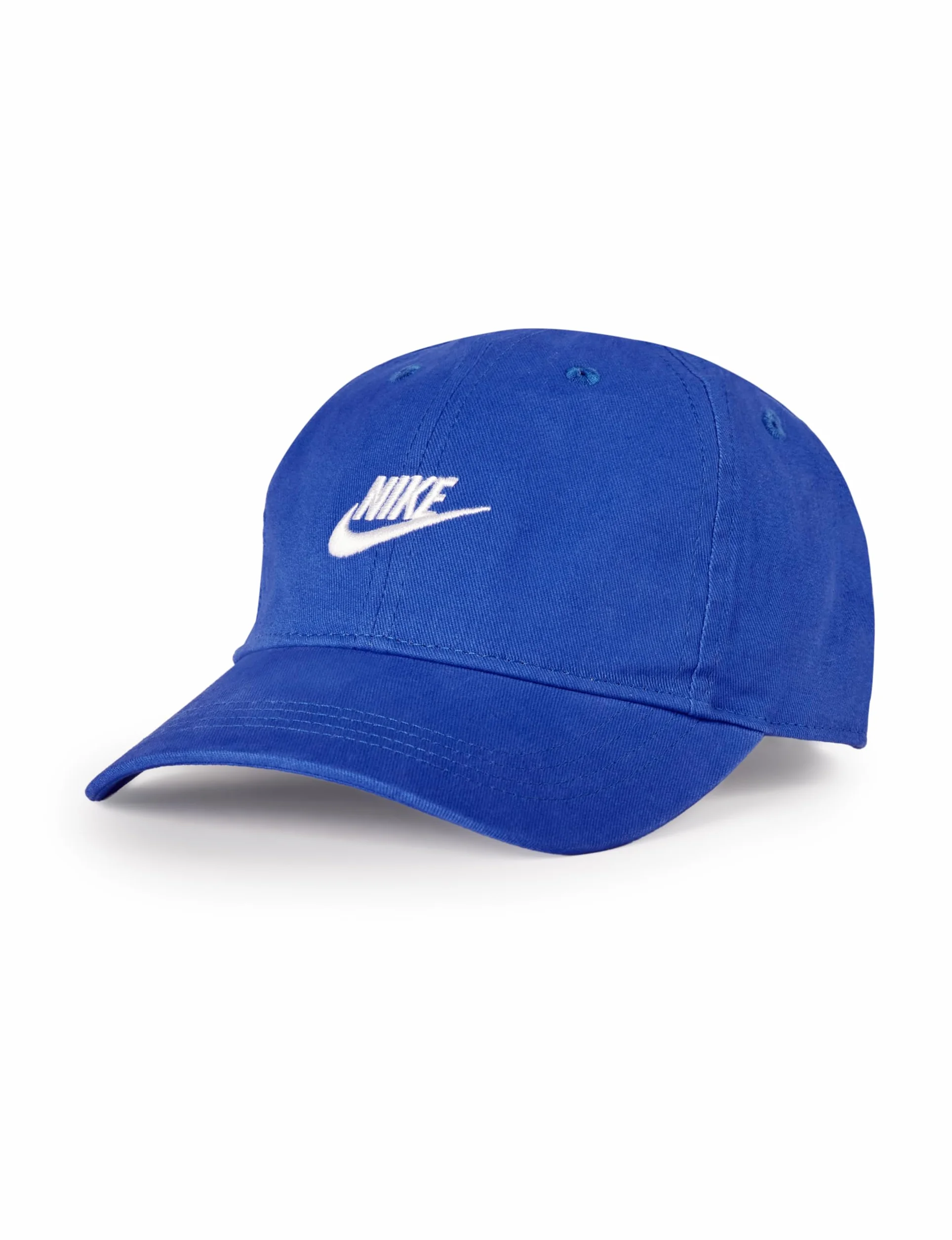 Nike Haftowane logo dla dzieci Swoosh bawełniana czapka z zakrzywionym rondem (królewski błękit z haftowanym białym logo Swoosh) dzieci 4-7