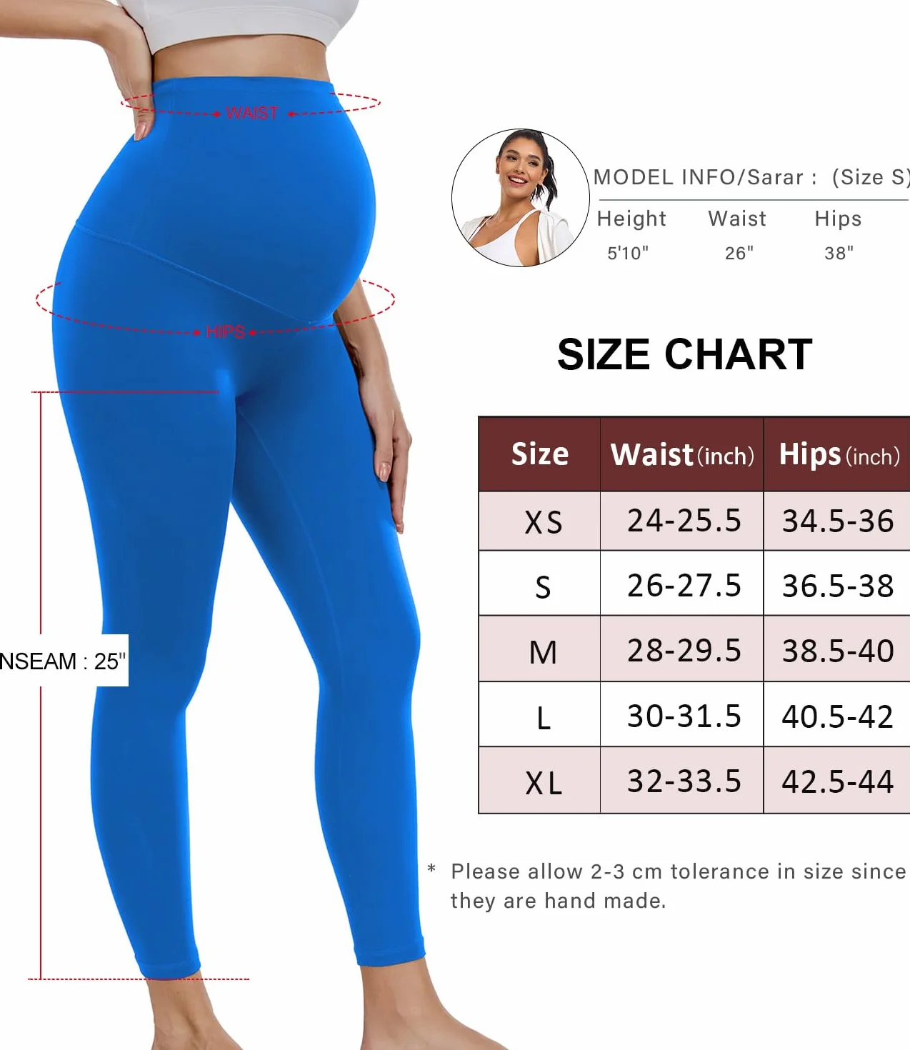 wirarpa Damskie legginsy ciążowe nad brzuchem ciążowe spodnie do jogi maślany trening odzież sportowa 63 cm