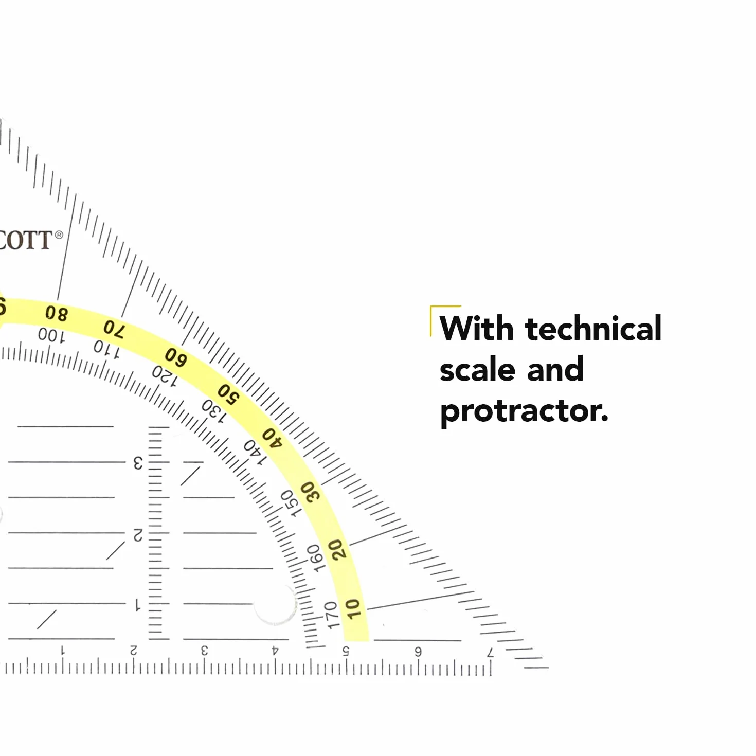 Westcott E-10139 00 ekierka geometryczna, z dziurkami, przezroczysta, 14 cm