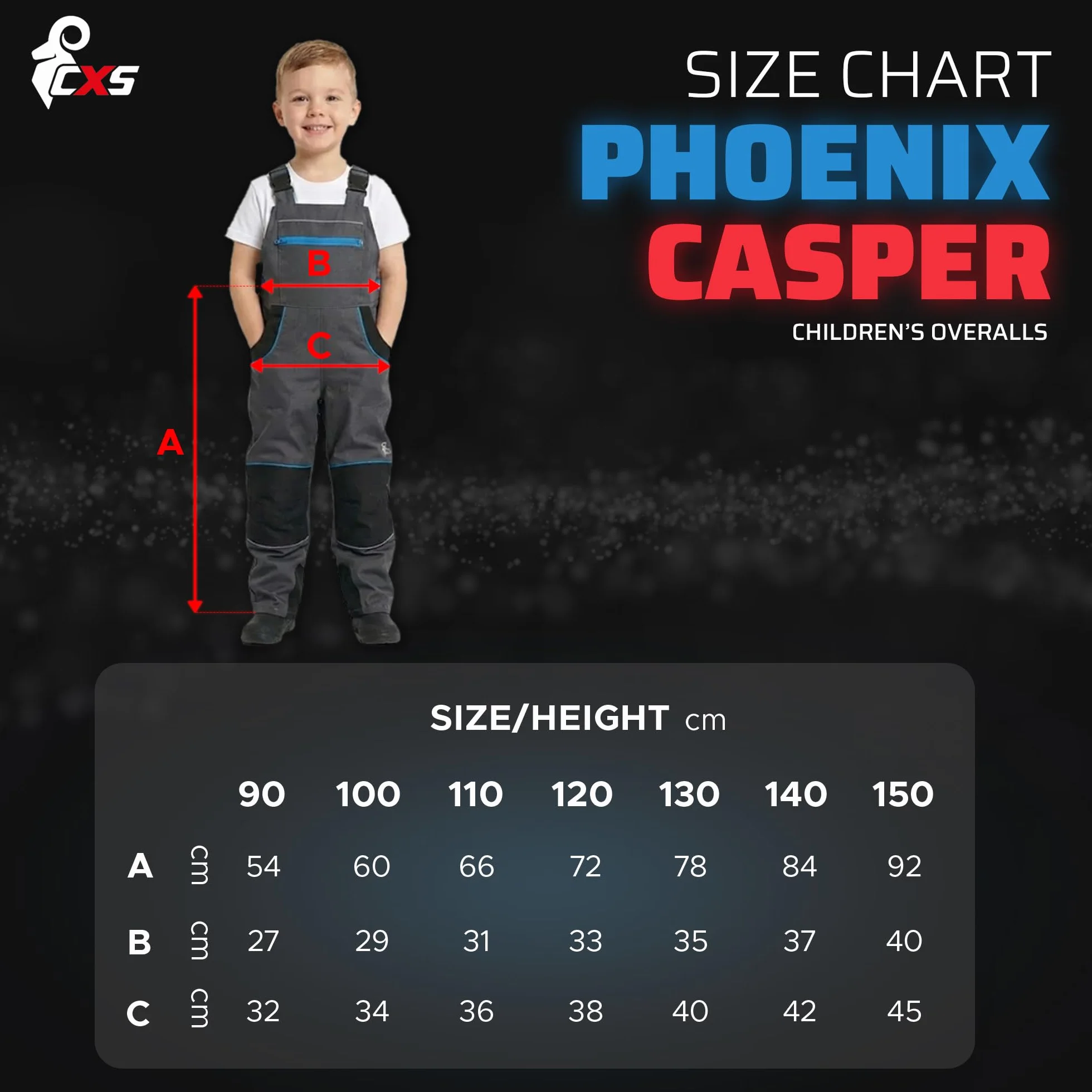 CXS Pinocchio/Woody/Camo/Casper dziecięce ogrodniczki robocze, spodnie robocze dla dzieci, spodnie ogrodowe dla chłopców, ogrodniczki ogrodowe dla dzieci