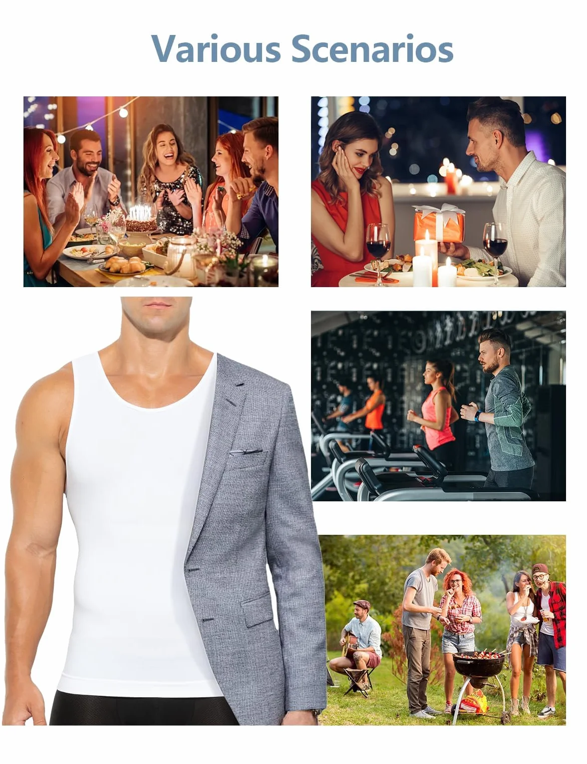 Casey Kevin Podkoszulek wyszczuplający brzuch męski Shapewear Compression Tank Top Body Shaper dla mężczyzn kompresyjny podkoszulek