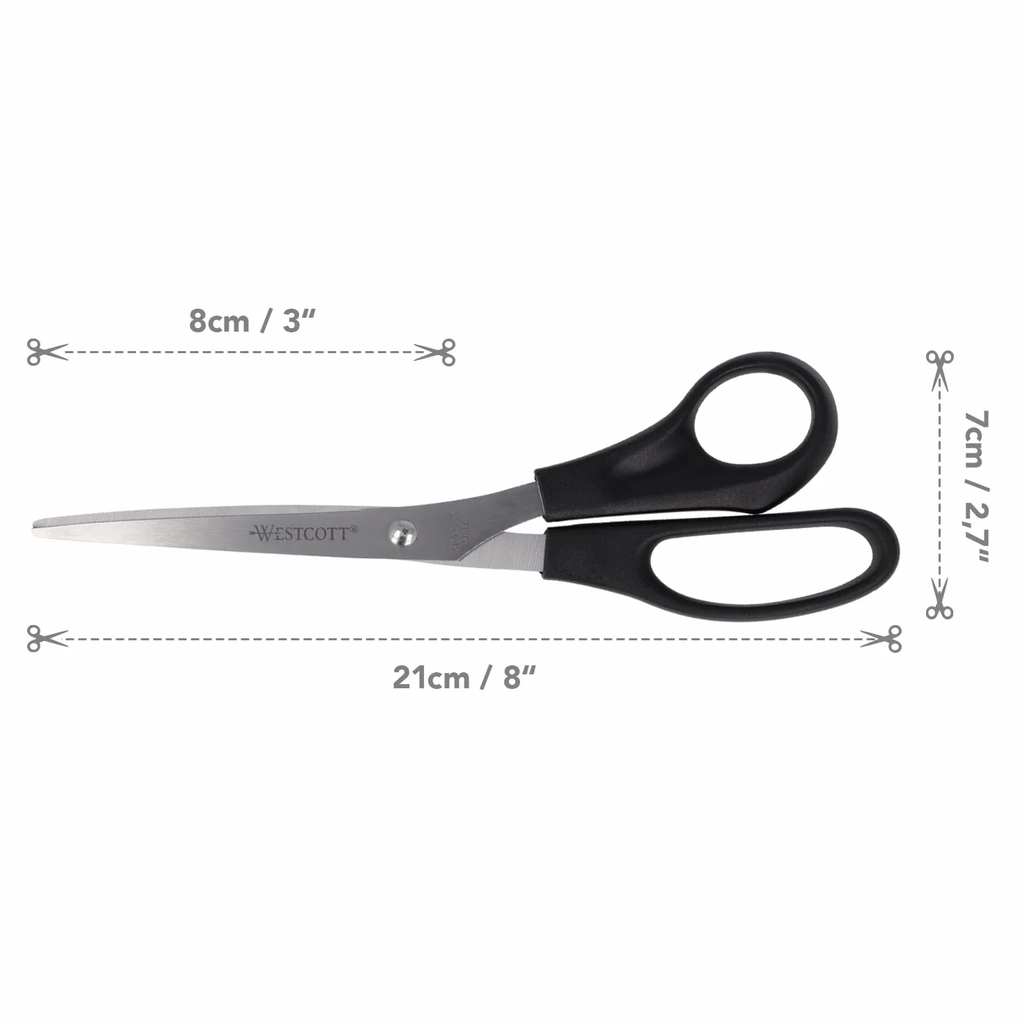 Westcott E-31181 00 nożyczki biurowe ze stali nierdzewnej, czarne, 21 cm