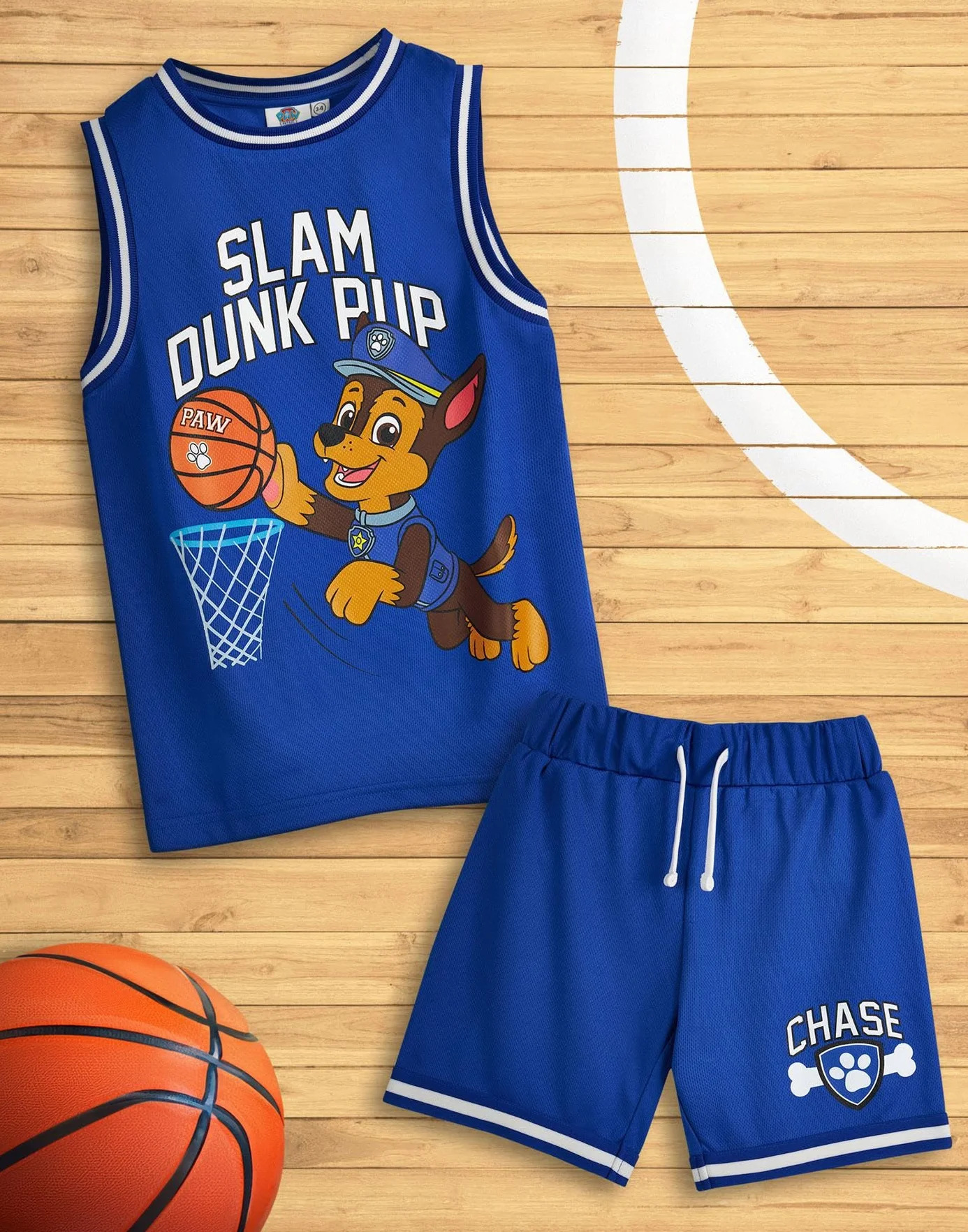 Paw Patrol Chłopięce Zestawy Koszulki i Spodenki Do Koszykówki | Dziecięcy dwuczęściowy strój sportowy Slam Dunk Pup | Zestaw pasujący dla dzieci