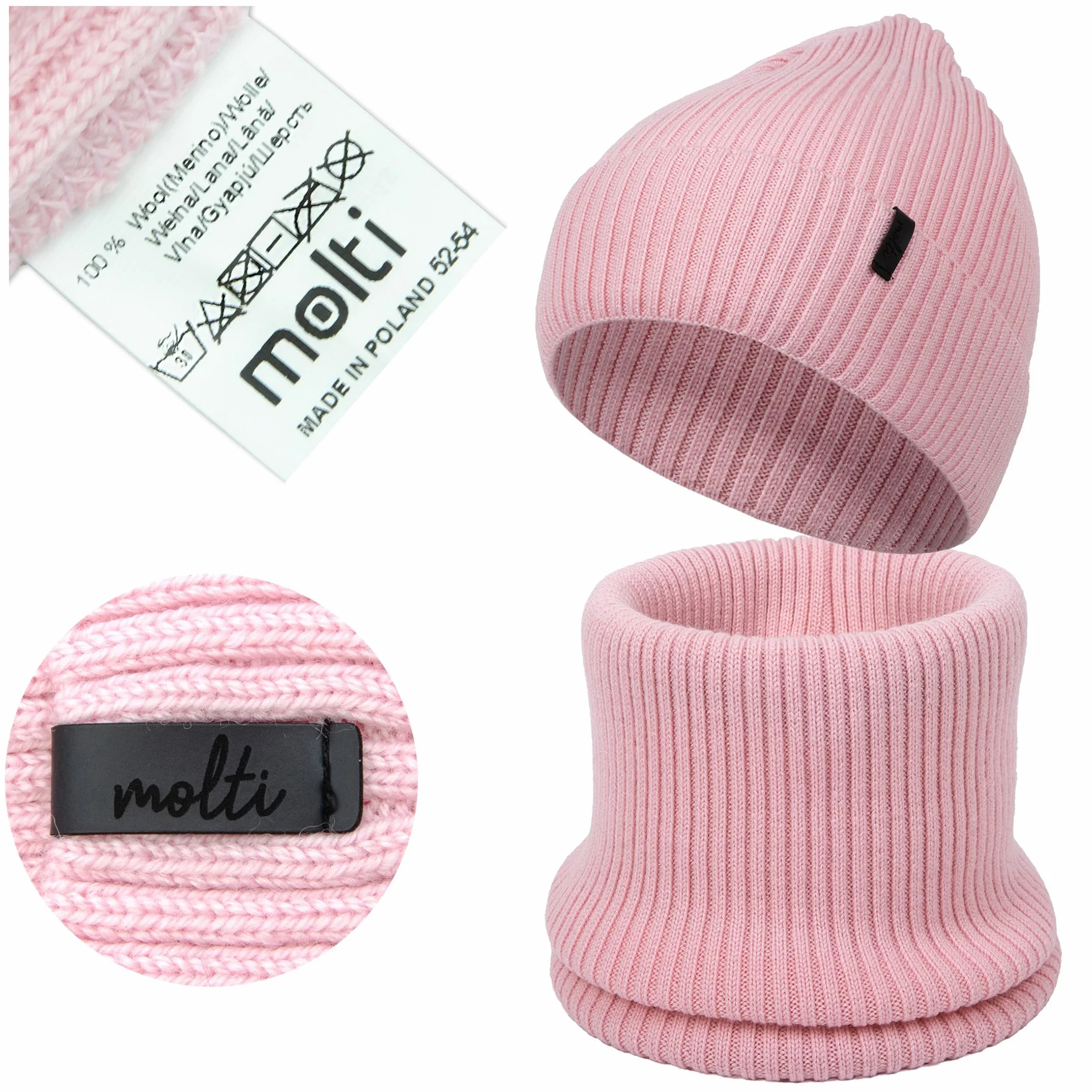 molti Dziecięcy zestaw czapek i szalików – czapka beanie i szal kominowy, 100% wełna z merynosów, jesień i wiosna, unisex, elastyczna, miękka, oddychająca, w 5 kolorach